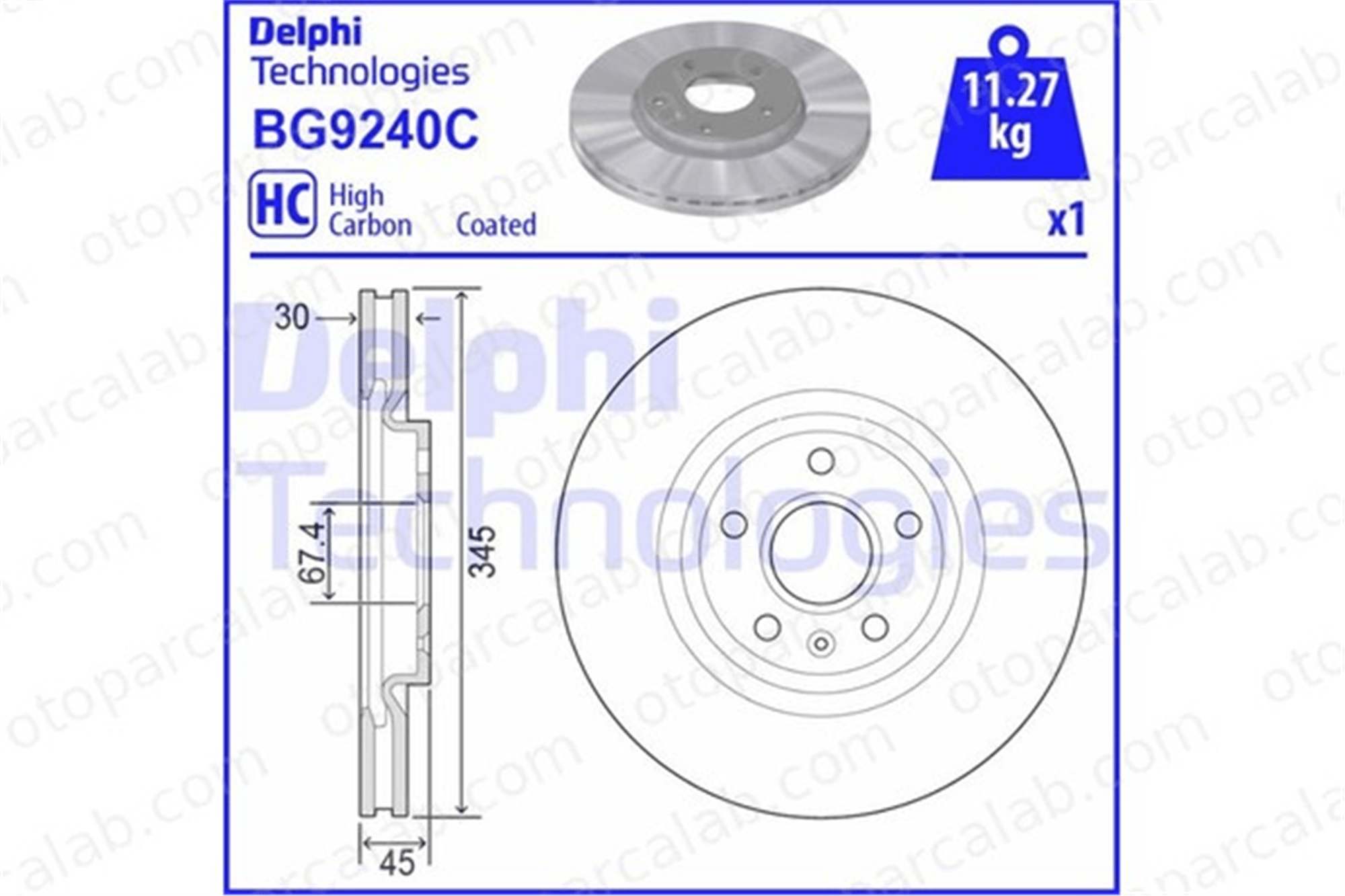 DELPHI BG9240C Fren Disk Ayna Ön Sağ ve Sol OPEL INSIGNIA B Country Tourer INSIGNIA B Grand Sport 13598064