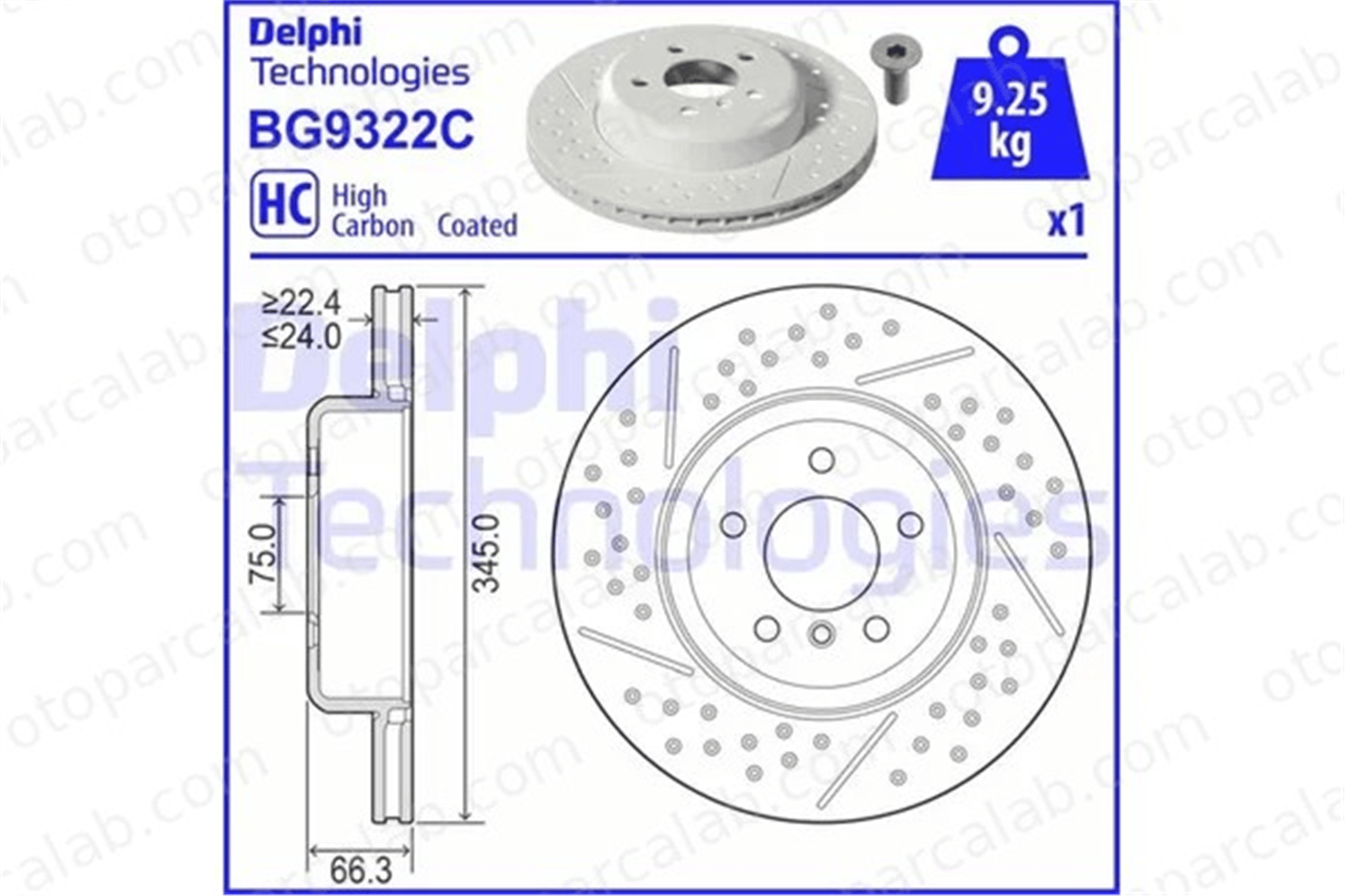 DELPHI BG9322C Fren Disk Ayna Arka Sağ ve Sol BMW 3 Touring 3 34206797600