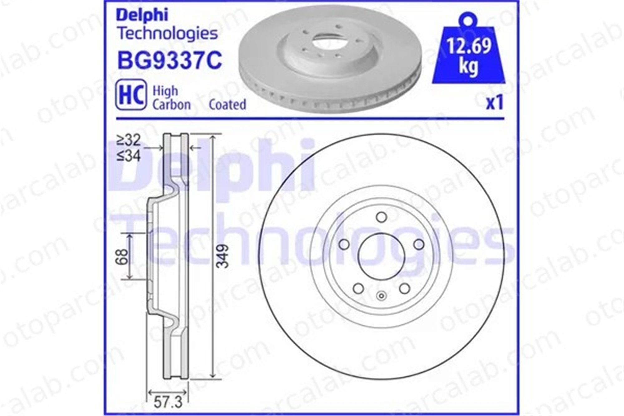 DELPHI BG9337C Fren Disk Ayna Ön Sağ ve Sol AUDI A6 C8 A6 C8 Avant 4M0615301AN 4M0615301AB