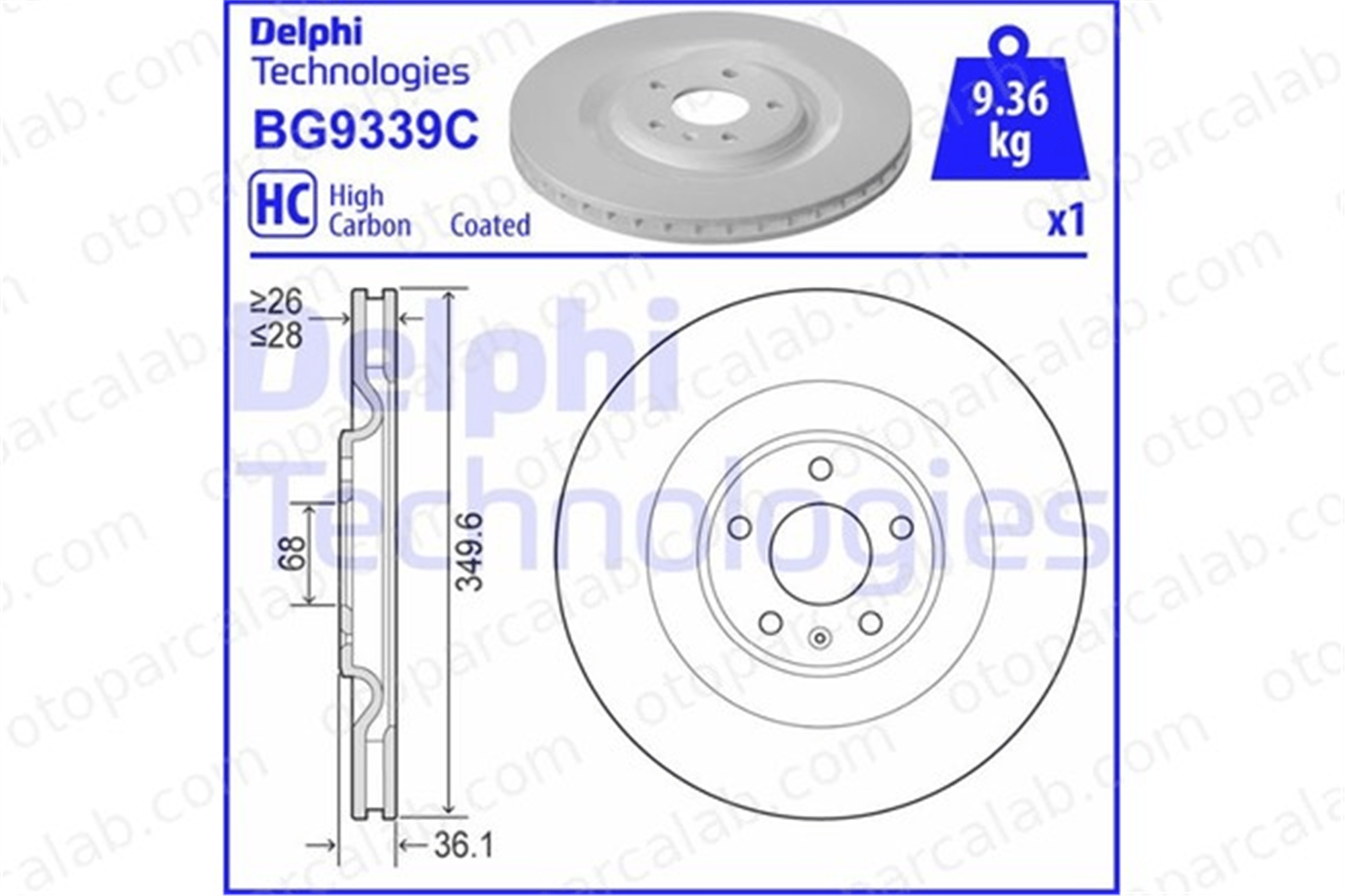 DELPHI BG9339C Fren Disk Ayna Arka Sağ ve Sol AUDI Q7 A8 D5 4M0615601J 4M0615601P