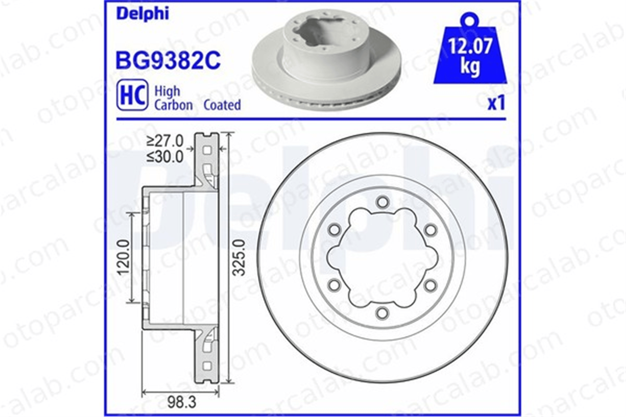 DELPHI BG9382C Fren Disk Ayna Arka Sağ ve Sol VW CRAFTER Panelvan/Van CRAFTER Platform şasi 2N0615601B