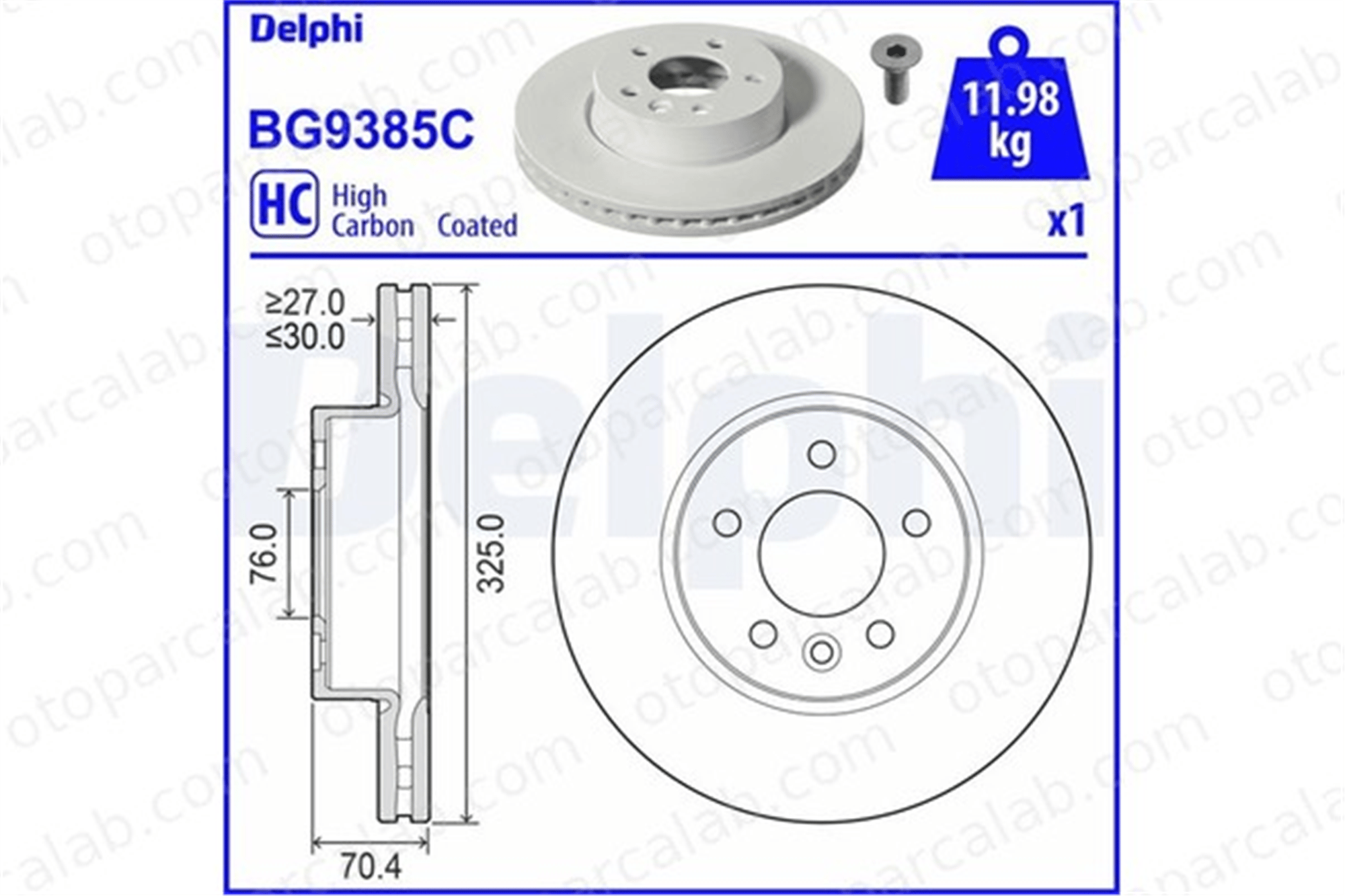 DELPHI BG9385C Fren Disk Ayna Ön Sağ ve Sol VW CRAFTER Panelvan/Van CRAFTER Platform şasi 2N0615301B 65508030004