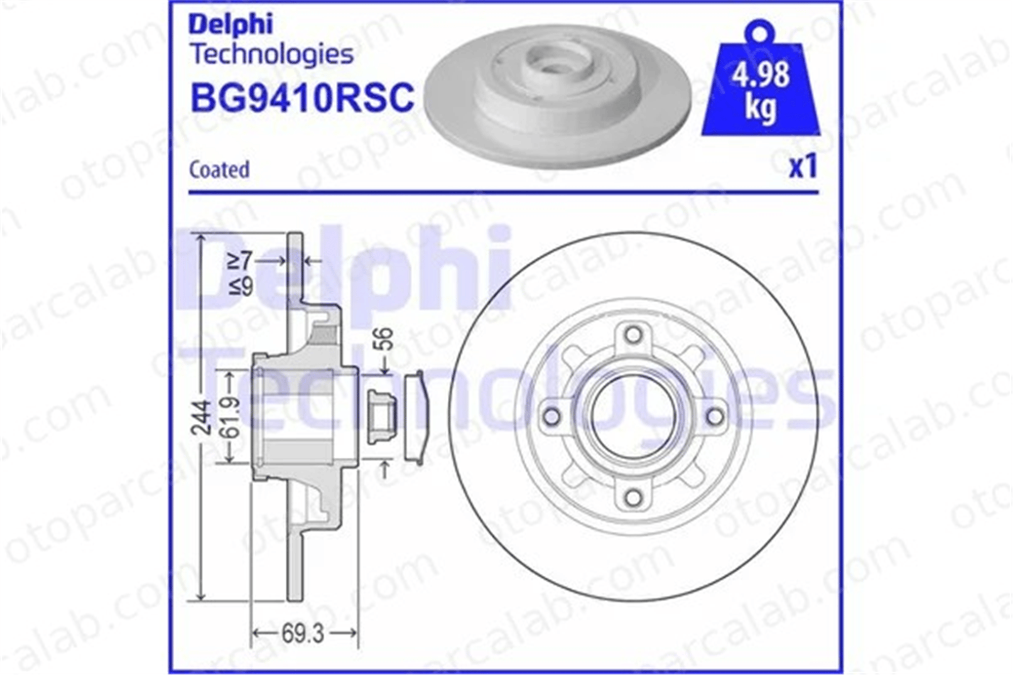DELPHI BG9410RSC Fren Disk Ayna Arka Sağ ve Sol PEUGEOT 2008 I 208 I 1623835180 39181957