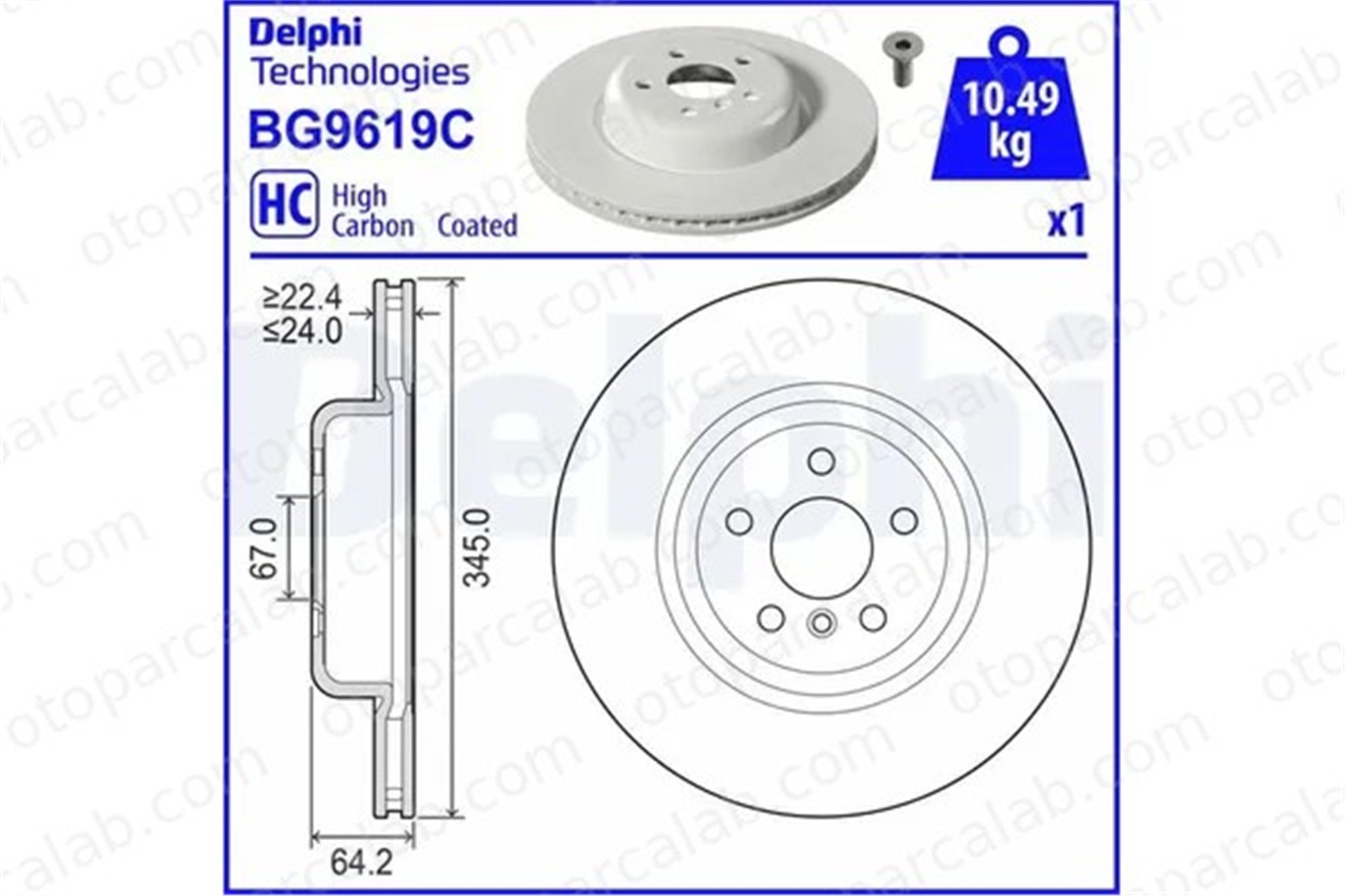 DELPHI BG9619C Fren Disk Ayna Arka Sağ ve Sol BMW 5 5 Touring 34208853554