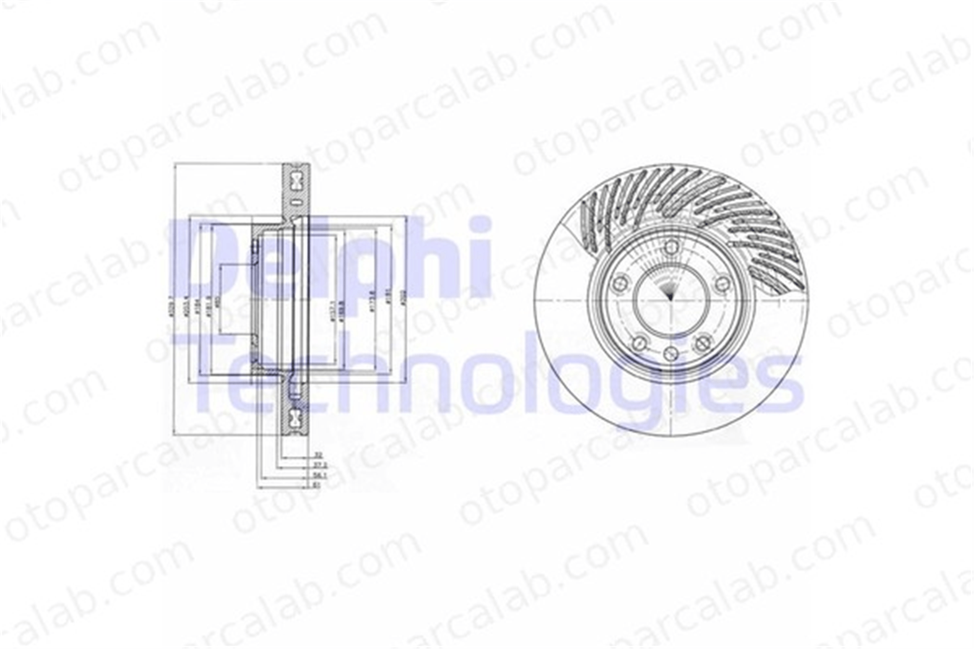 DELPHI BG9949 Fren Disk Ayna Ön Sağ VW TOUAREG PORSCHE CAYENNE 95535140240 95535140100