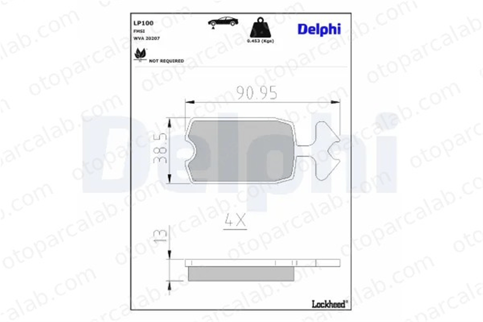 DELPHI LP100 Fren Disk Balata Ön CITROËN 2 CV AMI 1M5434279A 5434279