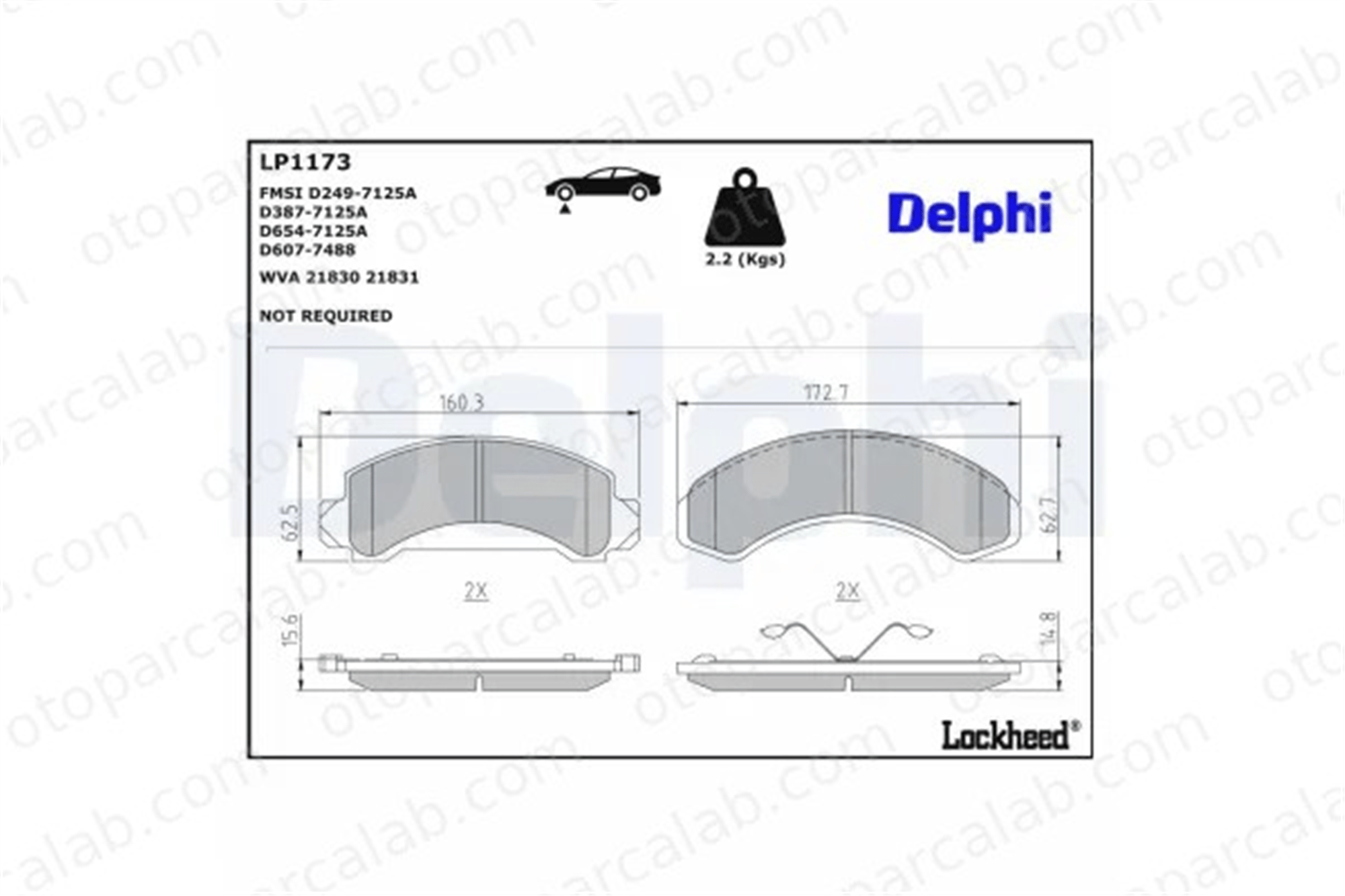 DELPHI LP1173 Fren Disk Balata Arka FORD USA RANGER AEROSTAR 3648797 4056992