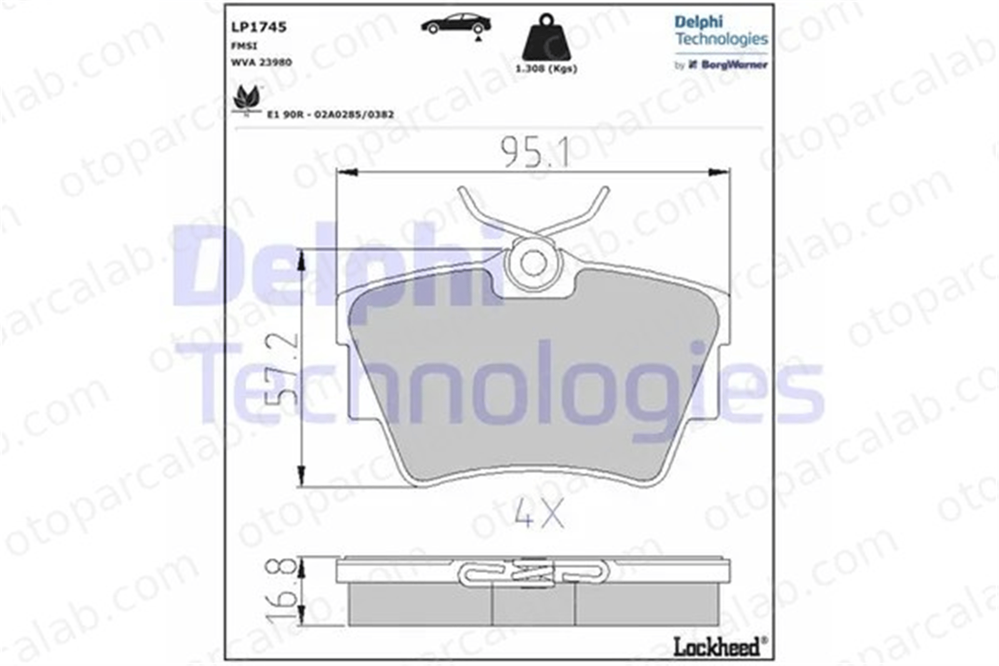 DELPHI LP1745 Fren Disk Balata Arka VW TRANSPORTER T4 Minibüs/Otobüs TRANSPORTER T4 Panelvan/Van 7701050918 4414029