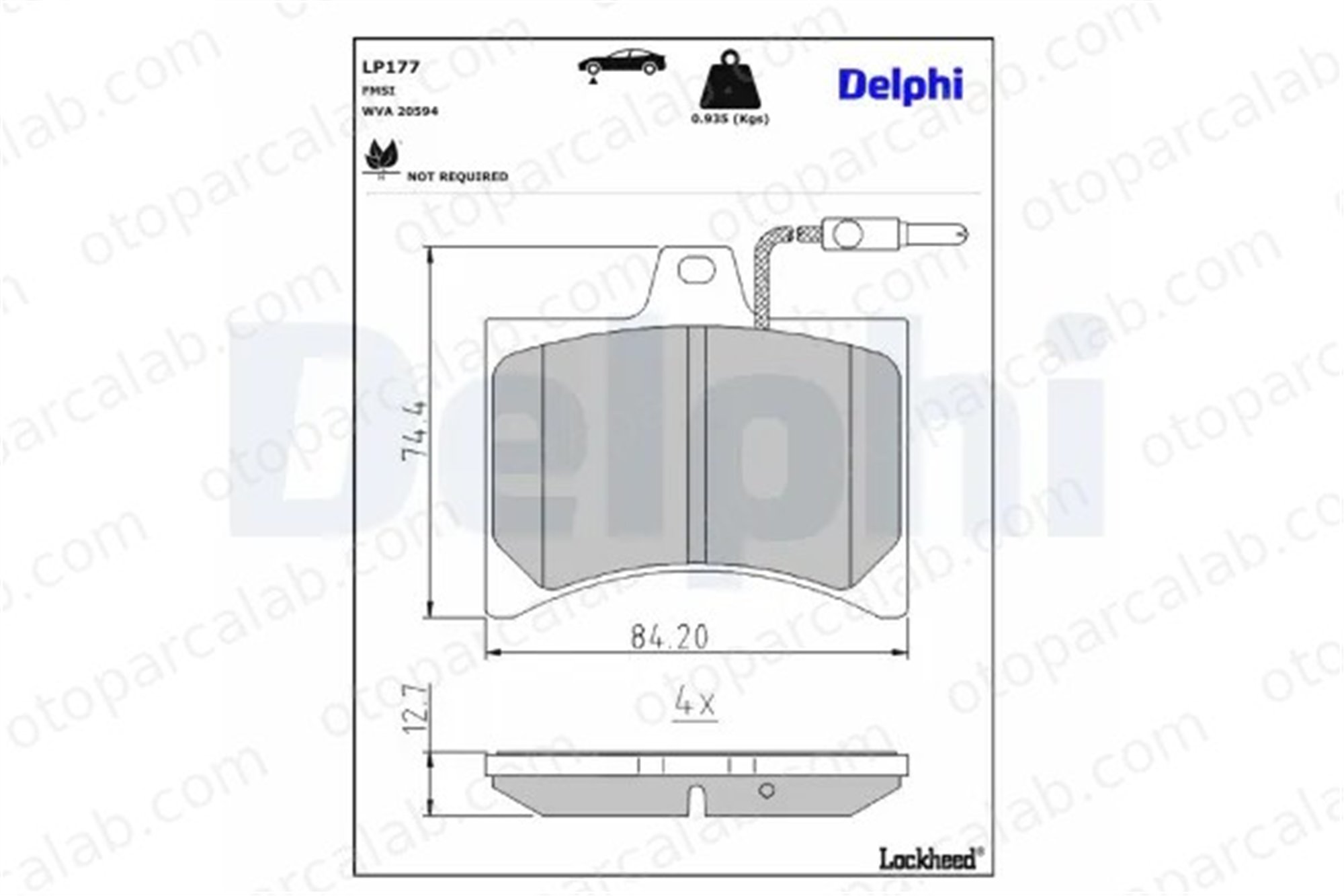 DELPHI LP177 Fren Disk Balata Ön CITROËN C15 Kasa/büyük limuzin VISA 425015 425115