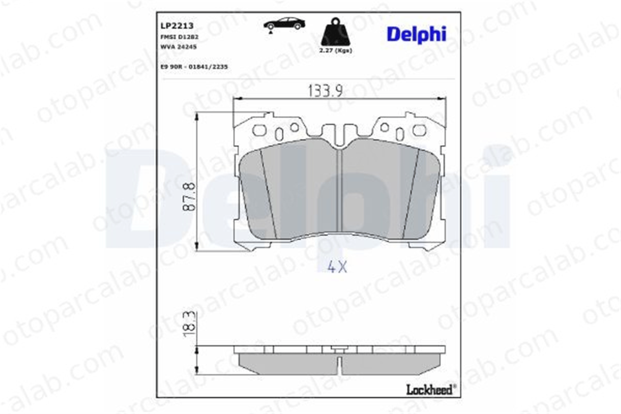 DELPHI LP2213 Fren Disk Balata Ön LEXUS LS 44650W110 44650W130