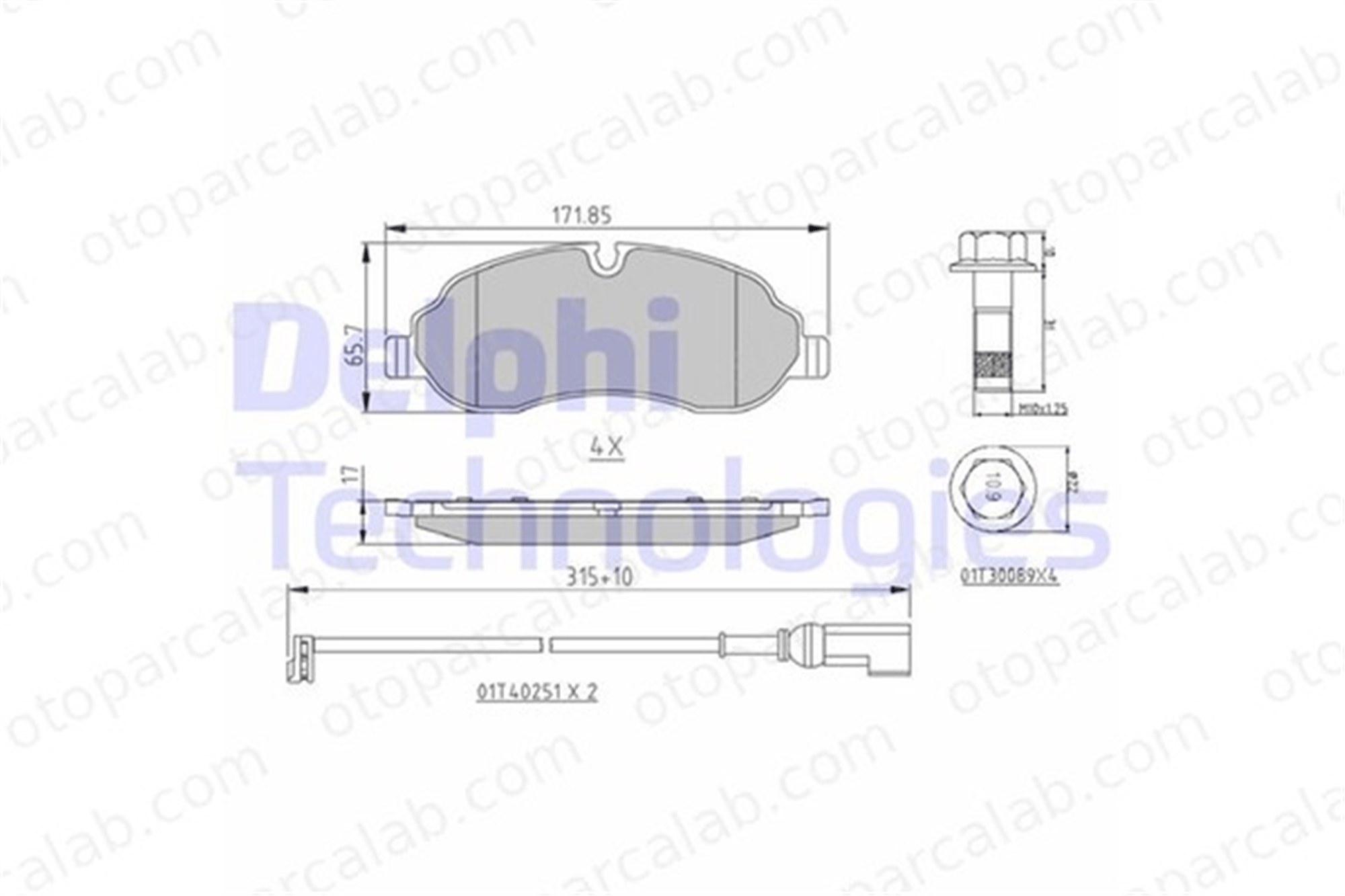 DELPHI LP3136 Fren Disk Balata Ön veya Arka FORD TRANSIT V363 Panelvan/Van TRANSIT V363 Platform şasi BK312K021AC 1840479
