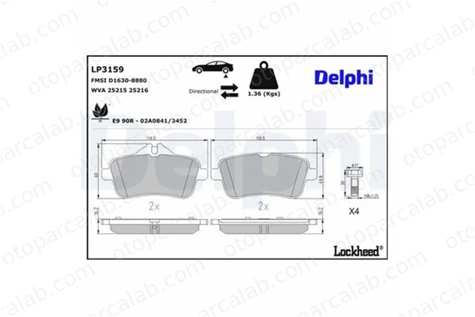 DELPHI LP3159 Fren Disk Balata Ön MERCEDES-BENZ GLE Coupe GLE 64203520 4206504
