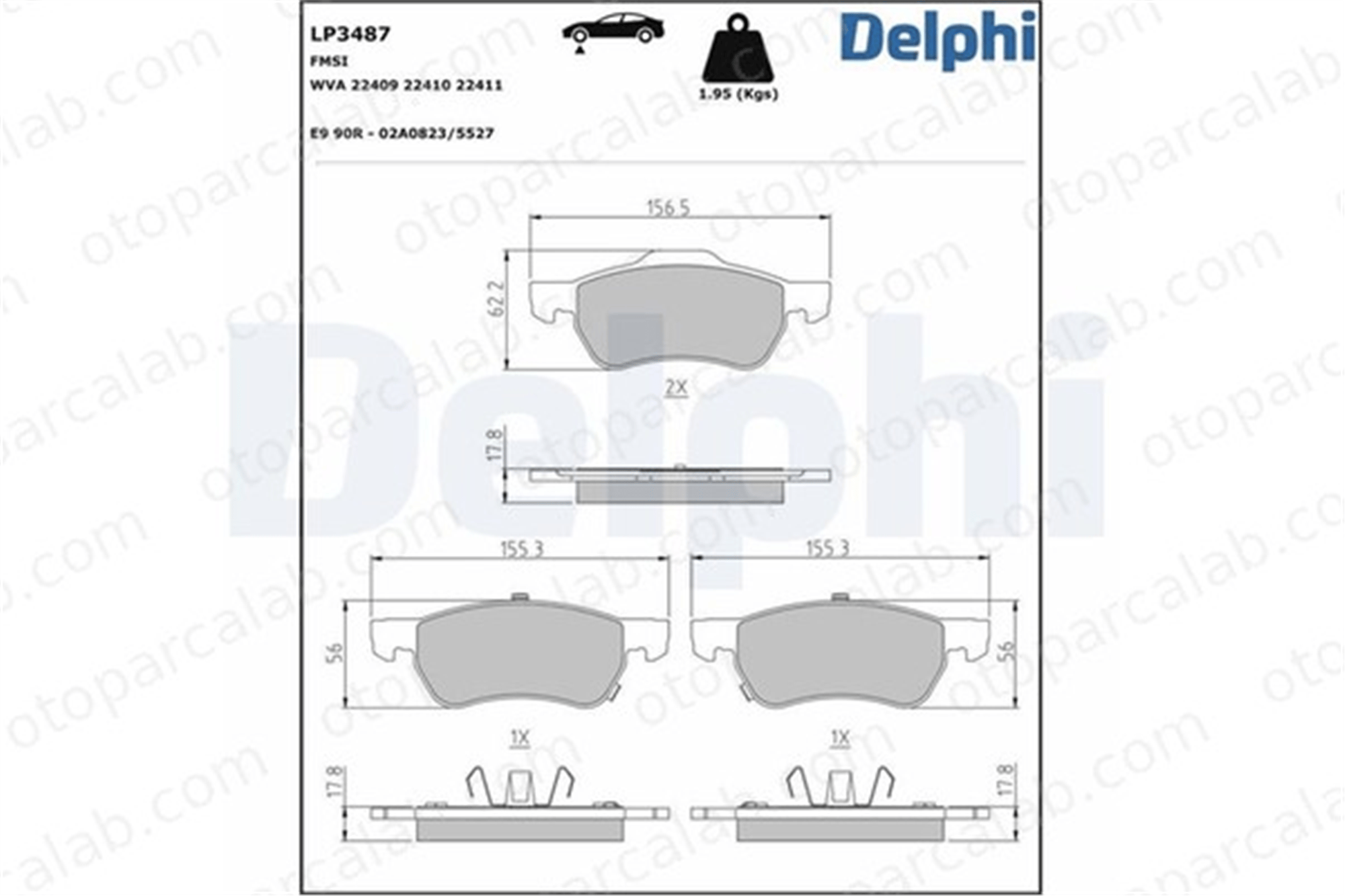 DELPHI LP3487 Fren Disk Balata Ön MG MG ZS SUV 10088104 10197211