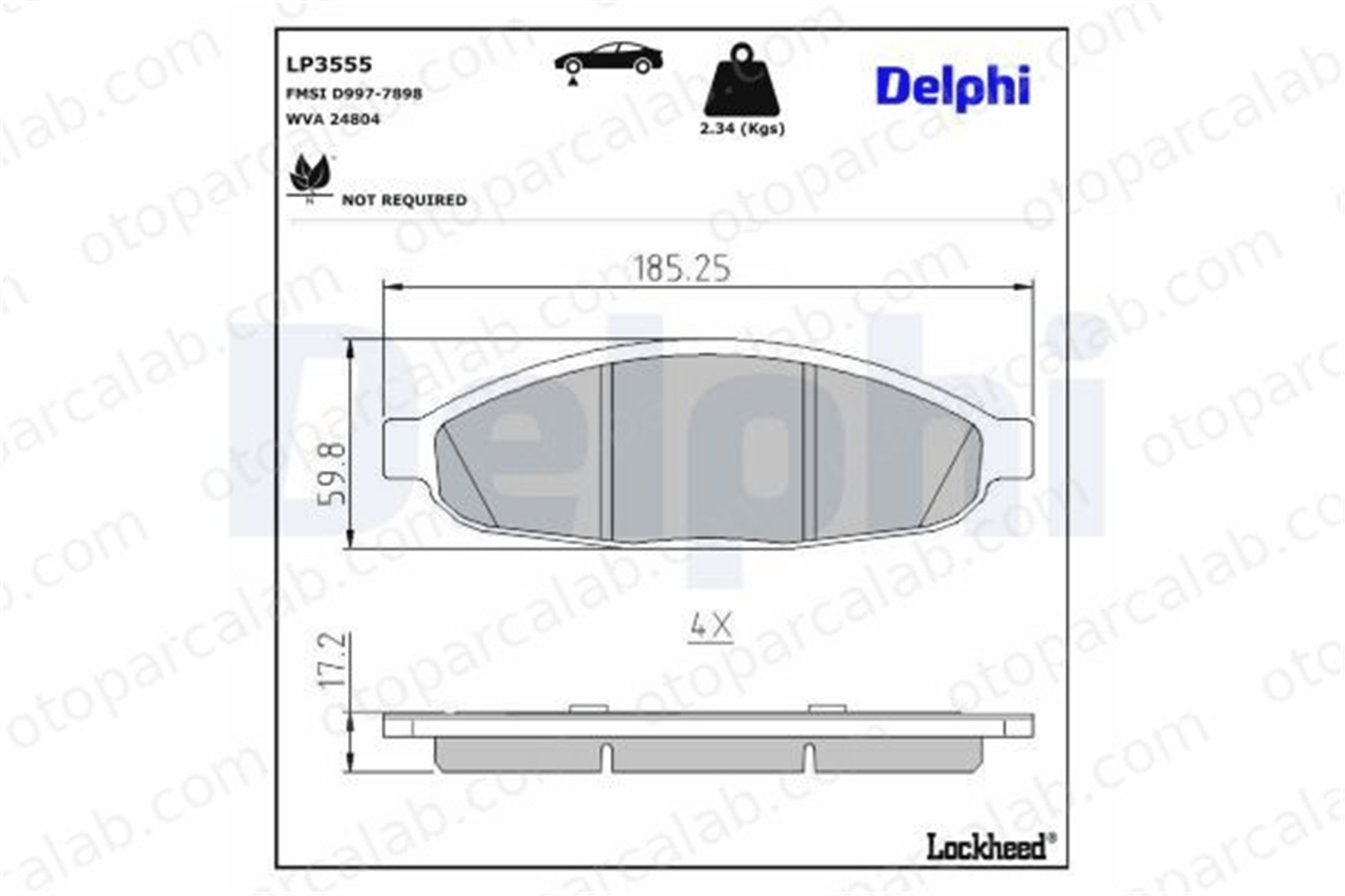 DELPHI LP3555 Fren Disk Balata Ön CHRYSLER PACIFICA 5103110AA 05103110AA