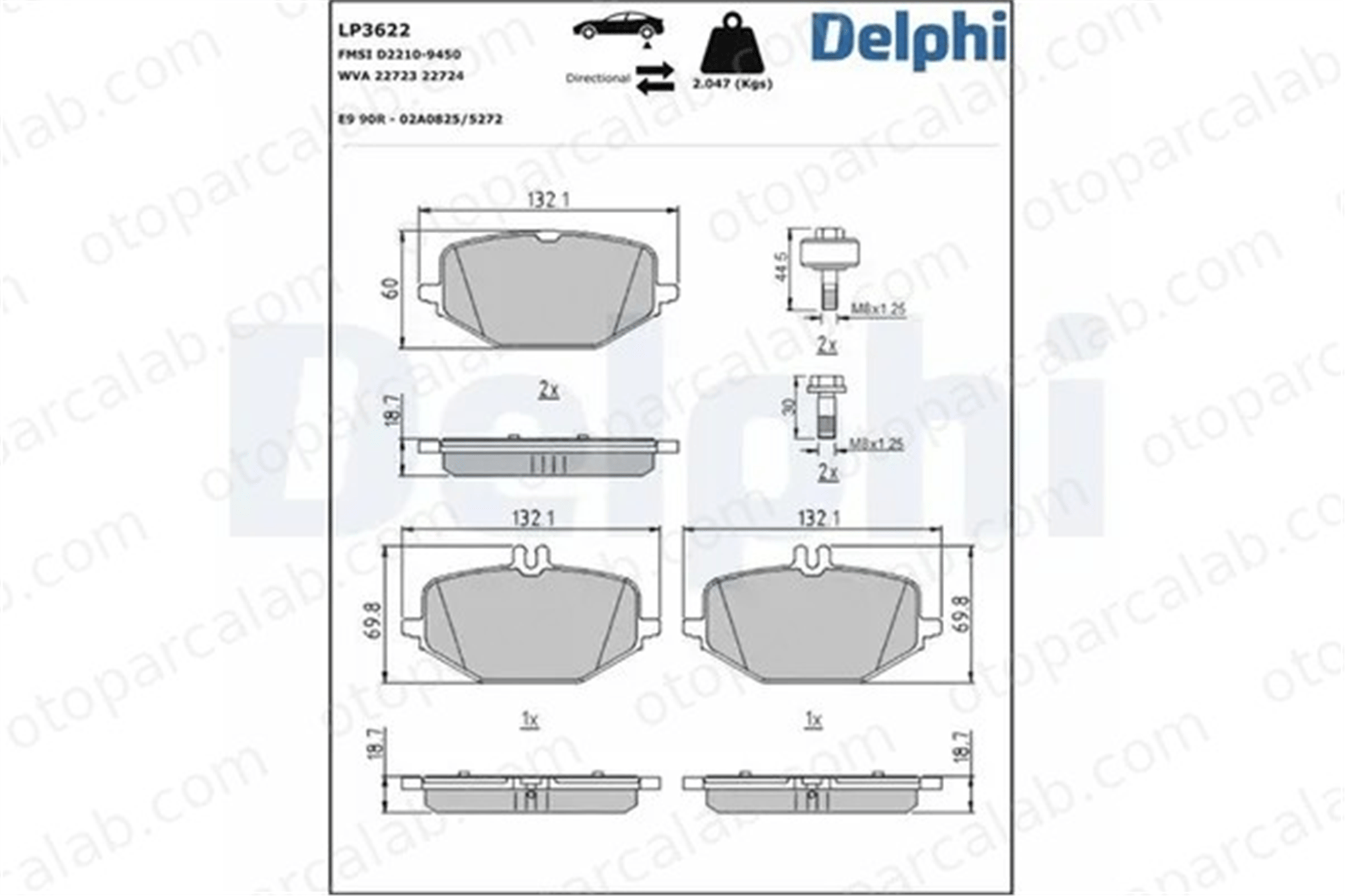 DELPHI LP3622 Fren Disk Balata Arka MERCEDES-BENZ GLE GLE Coupe A0004204002 4203805