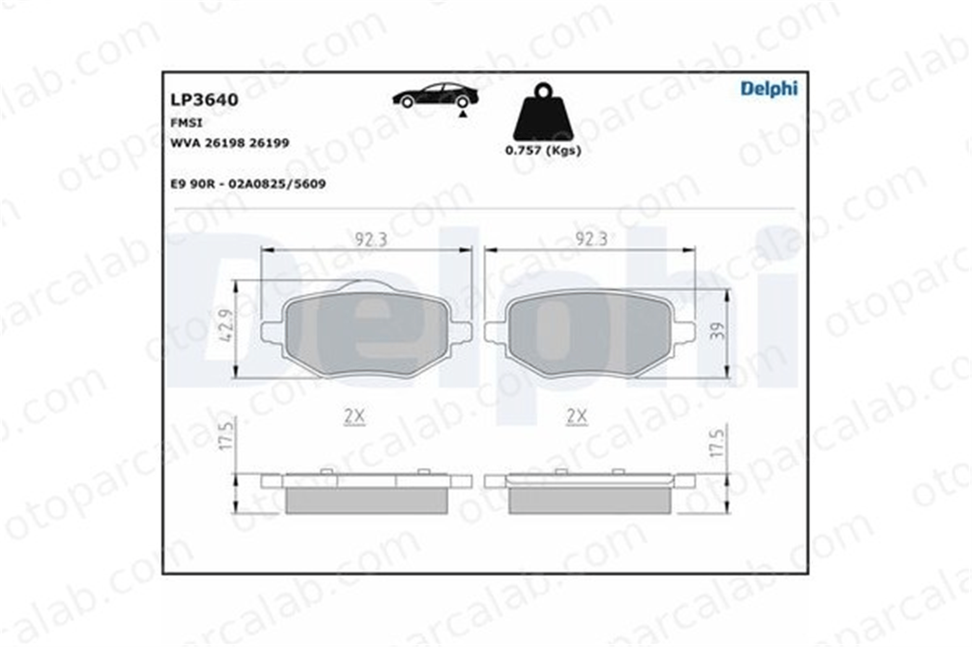 DELPHI LP3640 Fren Disk Balata Arka PEUGEOT 208 II 2008 II 1680301680 1643574280