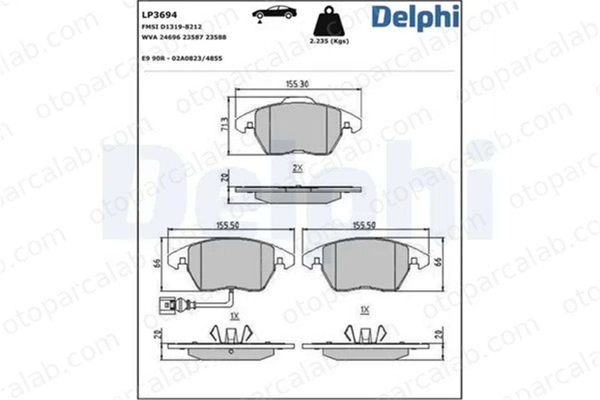 DELPHI LP3694 Fren Disk Balata Ön VW TOURAN GOLF V 3C0698151A 1K0698151C