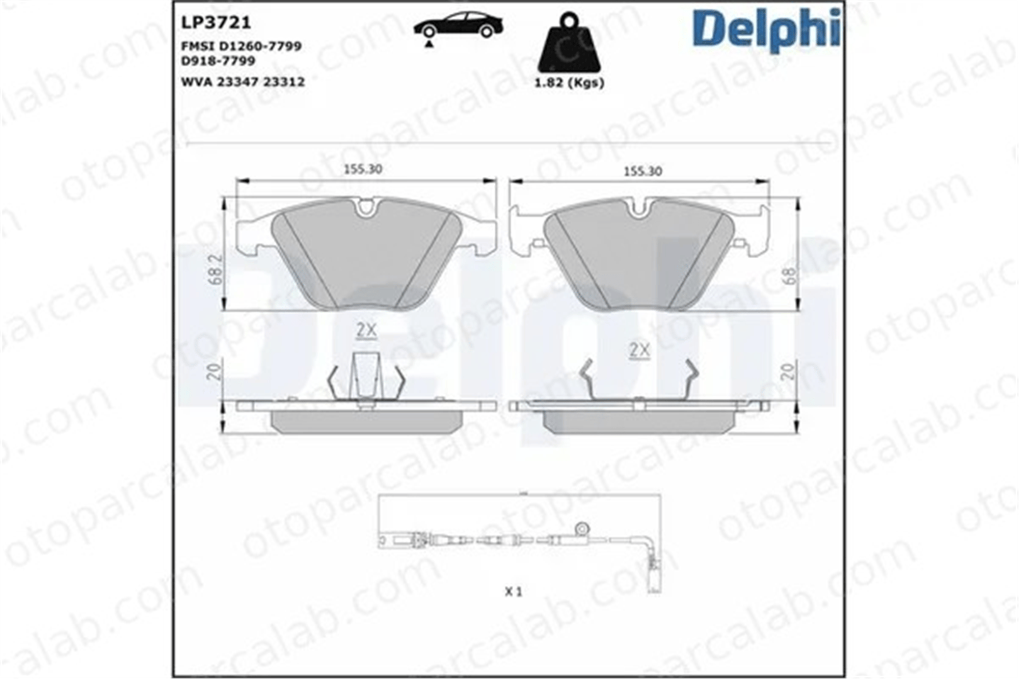 DELPHI LP3721 Fren Disk Balata Ön BMW 6 6 Cabrio 34116794916 34112283764
