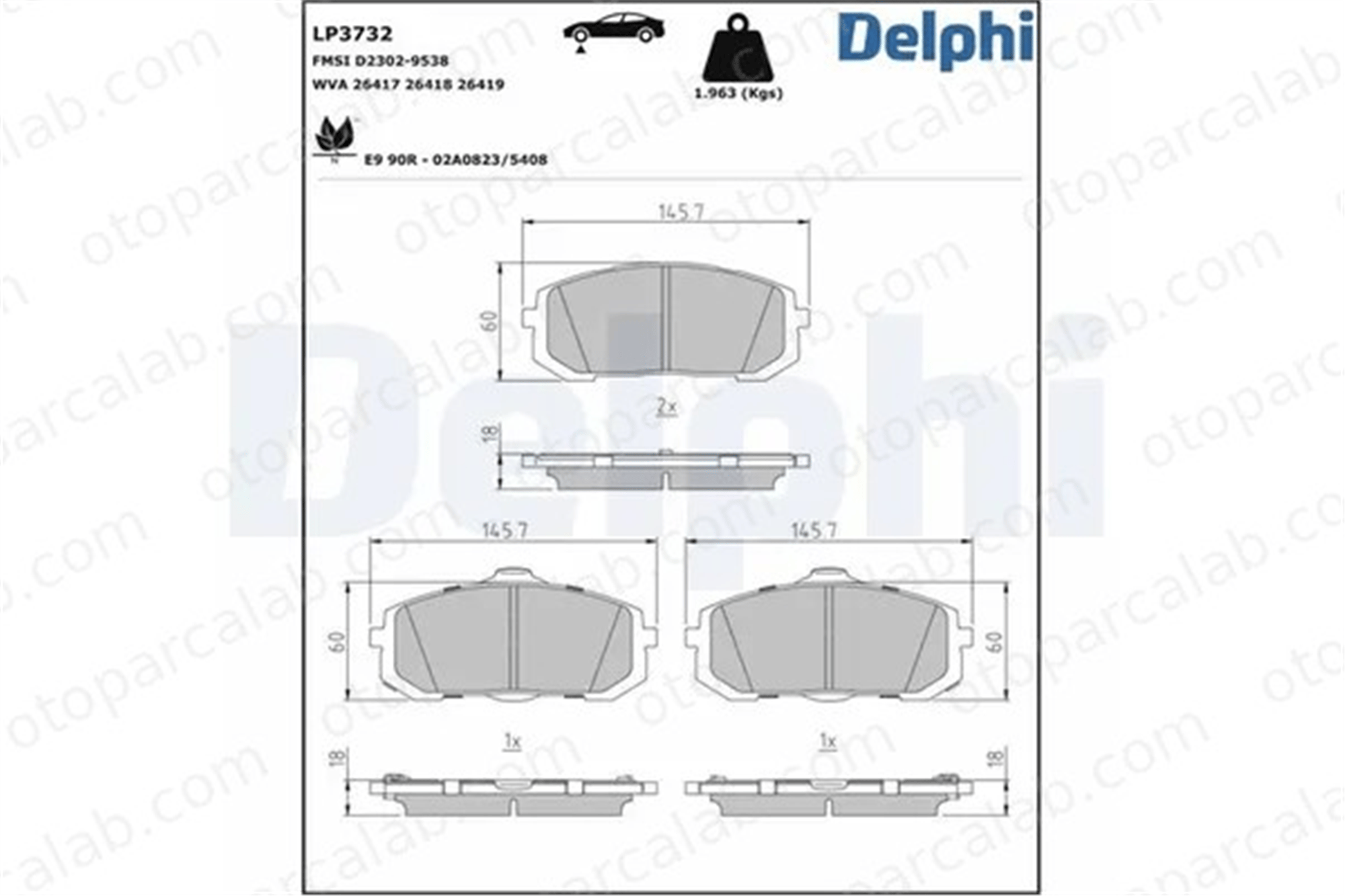 DELPHI LP3732 Fren Disk Balata Ön HYUNDAI SONATA VIII 58101L1A00 58101BFA10