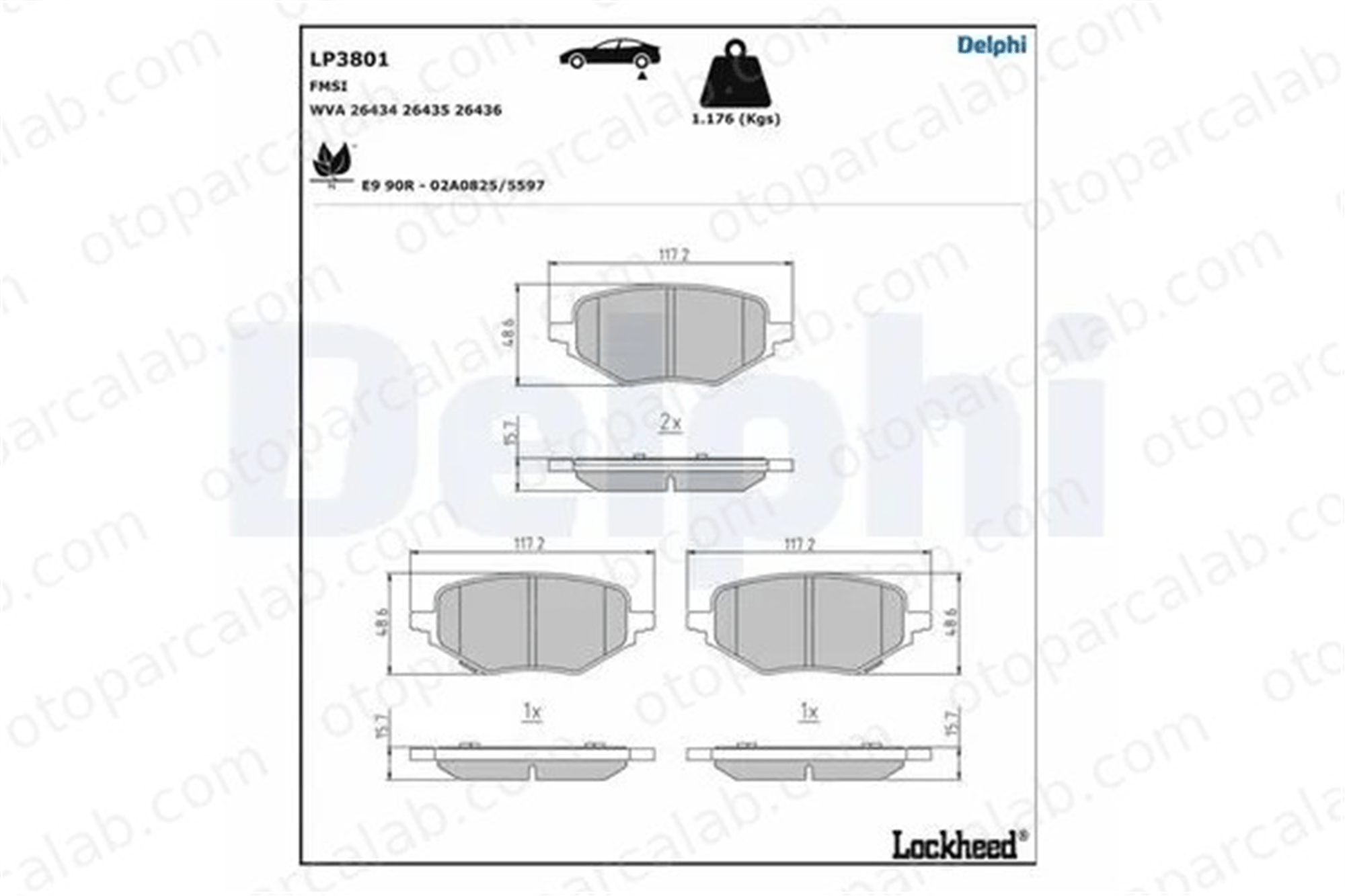 DELPHI LP3801 Fren Disk Balata Ön MG MG ZS SUV 10347032 10634449