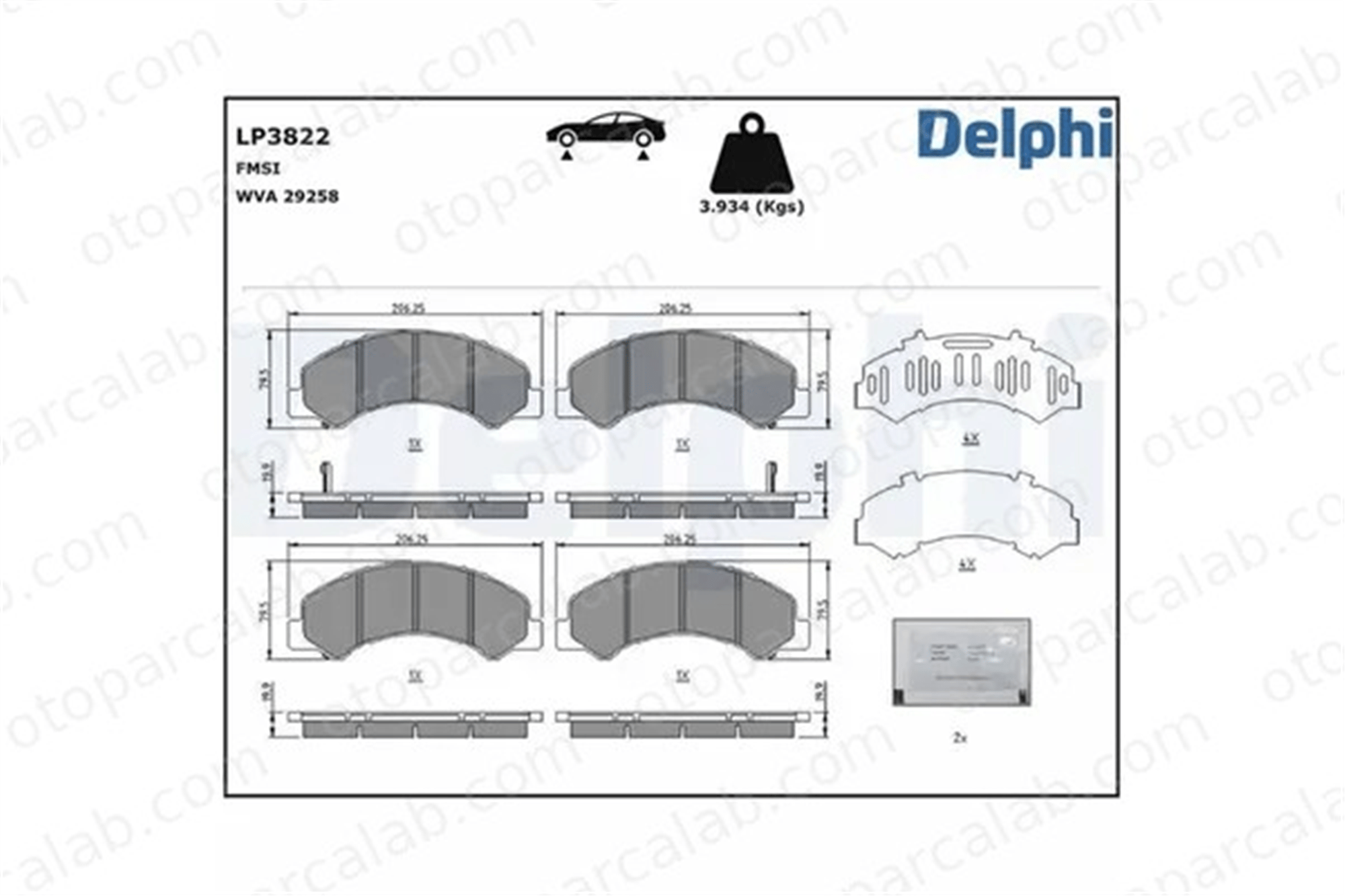 DELPHI LP3822 Fren Disk Balata Ön AUDI A8 D2 CITROËN JUMPER Platform şasi 4106089TC1 8971686340