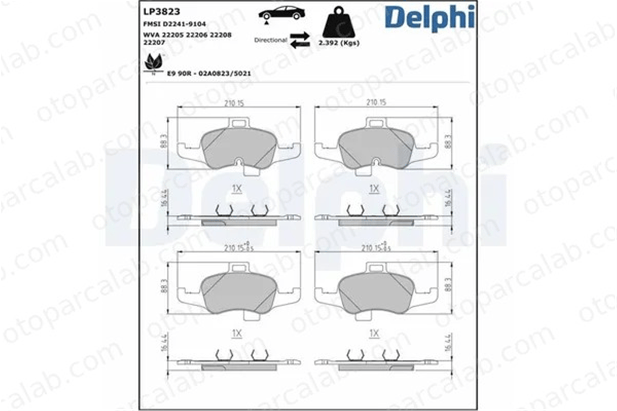 DELPHI LP3823 Fren Disk Balata Ön AUDI TT TT Roadster 8S0698151A 8S0698151G