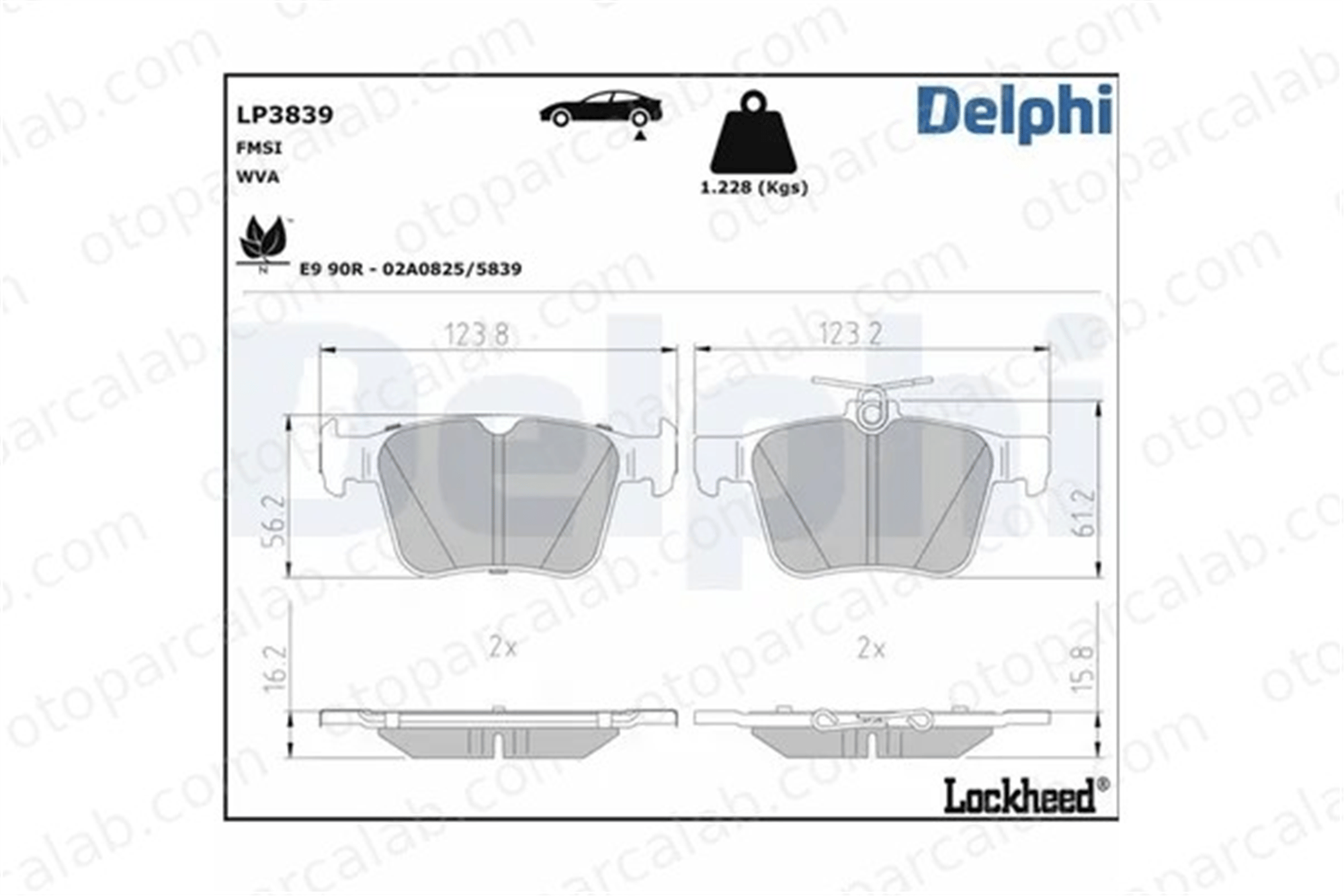 DELPHI LP3839 Fren Disk Balata Ön SEAT LEON ST VW GOLF VII 3Q0698451AA 3Q0698451E