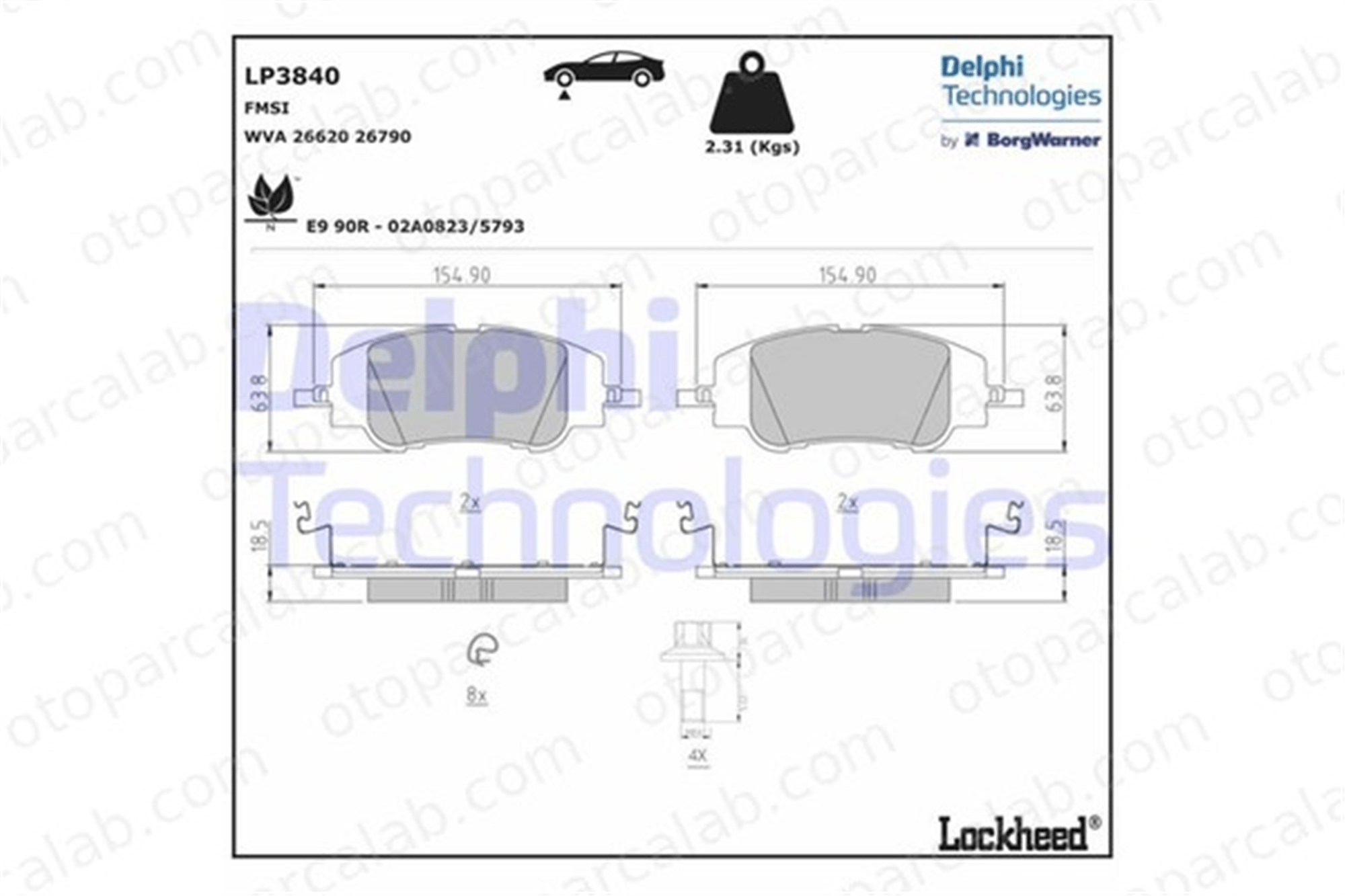 DELPHI LP3840 Fren Disk Balata Ön PEUGEOT 208 II 2008 II 1681371180