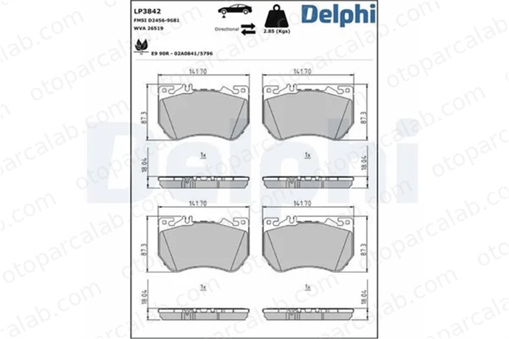 DELPHI LP3842 Fren Disk Balata Ön MERCEDES-BENZ C-SERISI T-MODEL 4200404 0004200404