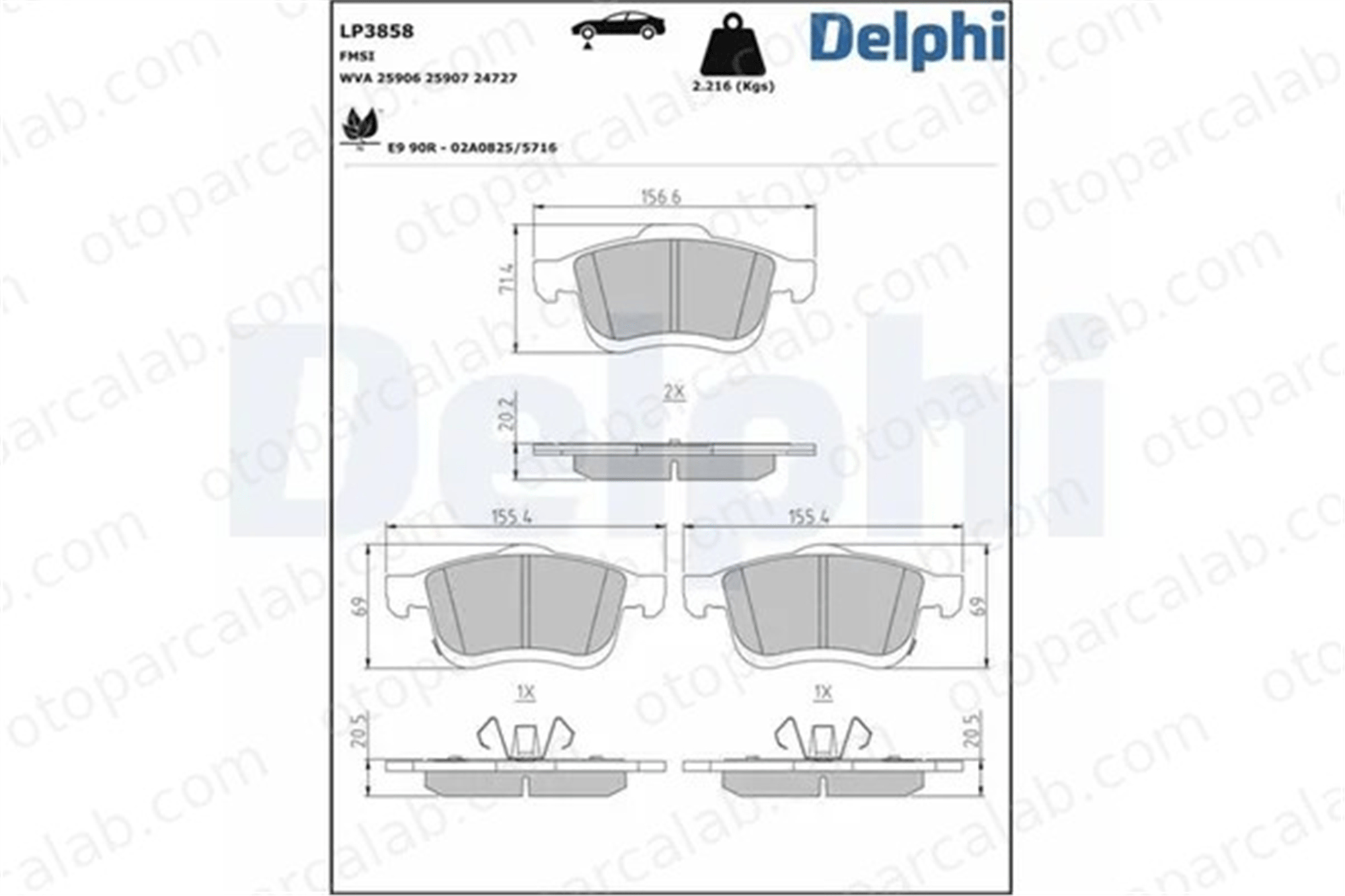 DELPHI LP3858 Fren Disk Balata Ön FIAT 500L 77366915