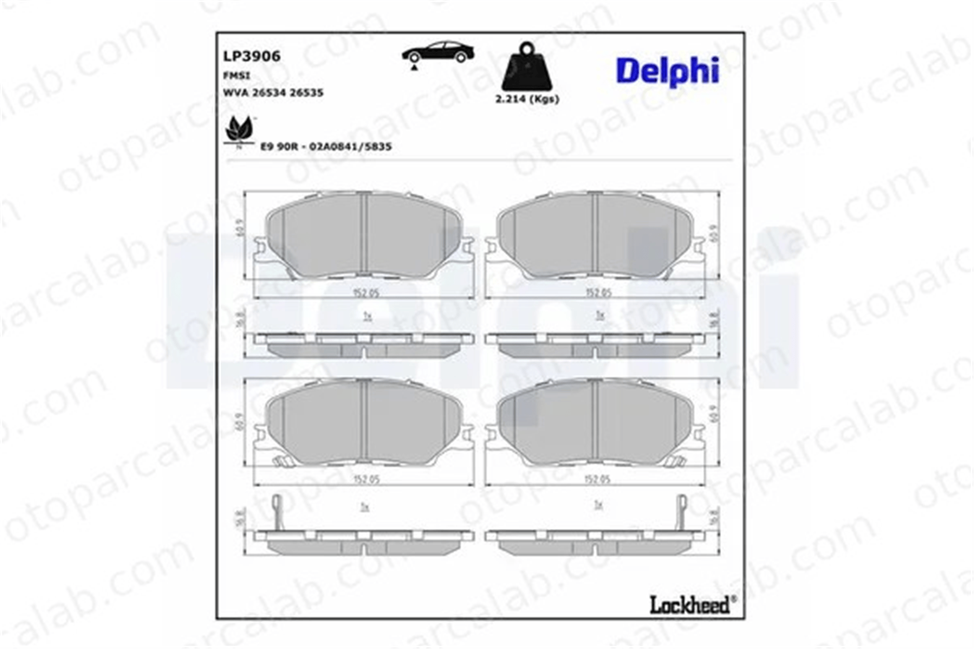 DELPHI LP3906 Fren Disk Balata Ön ISUZU D-MAX II 8975546610 8978279610