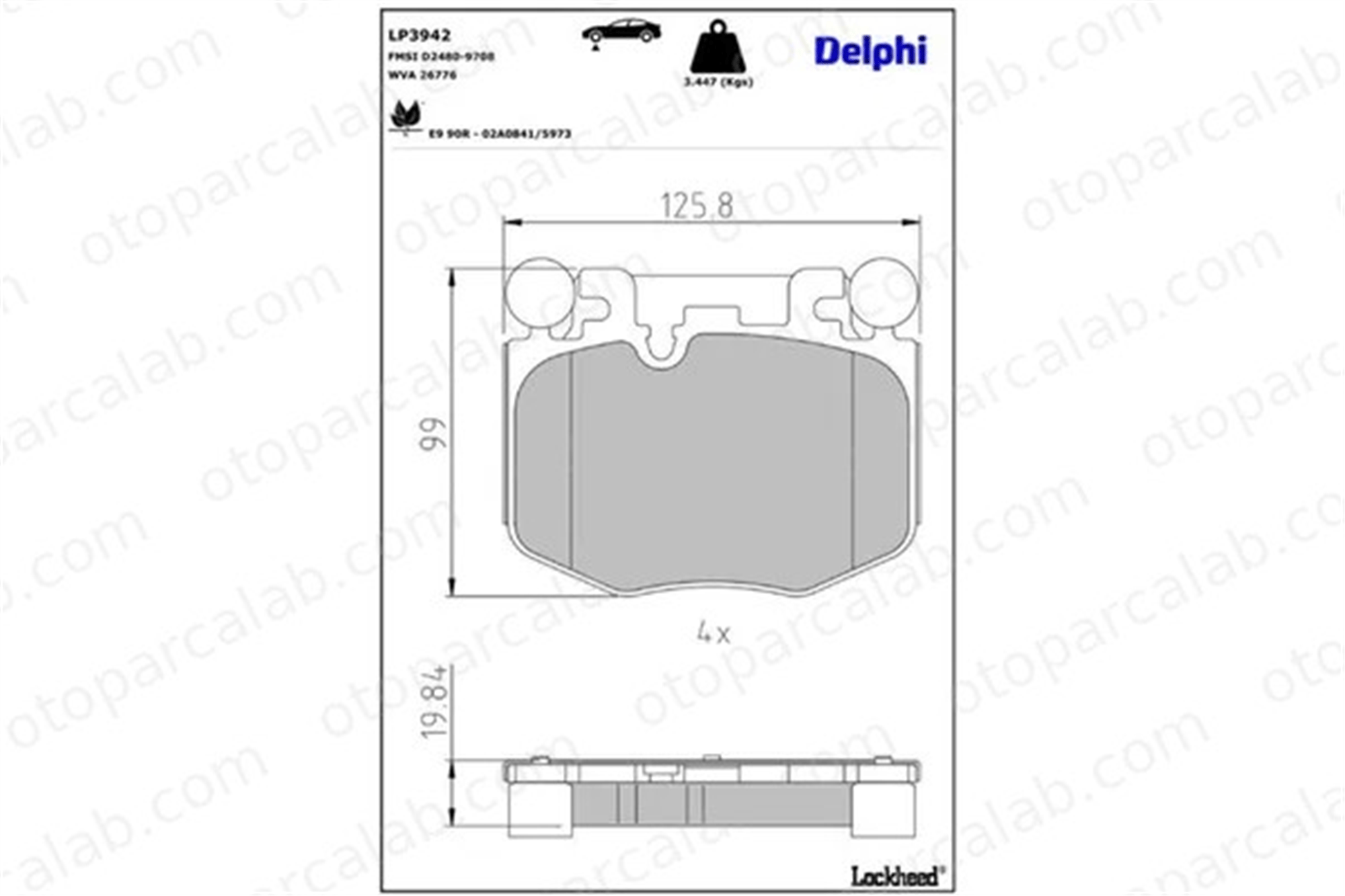 DELPHI LP3942 Fren Disk Balata Ön BMW 4 Coupe X6 34116888457 34116888458