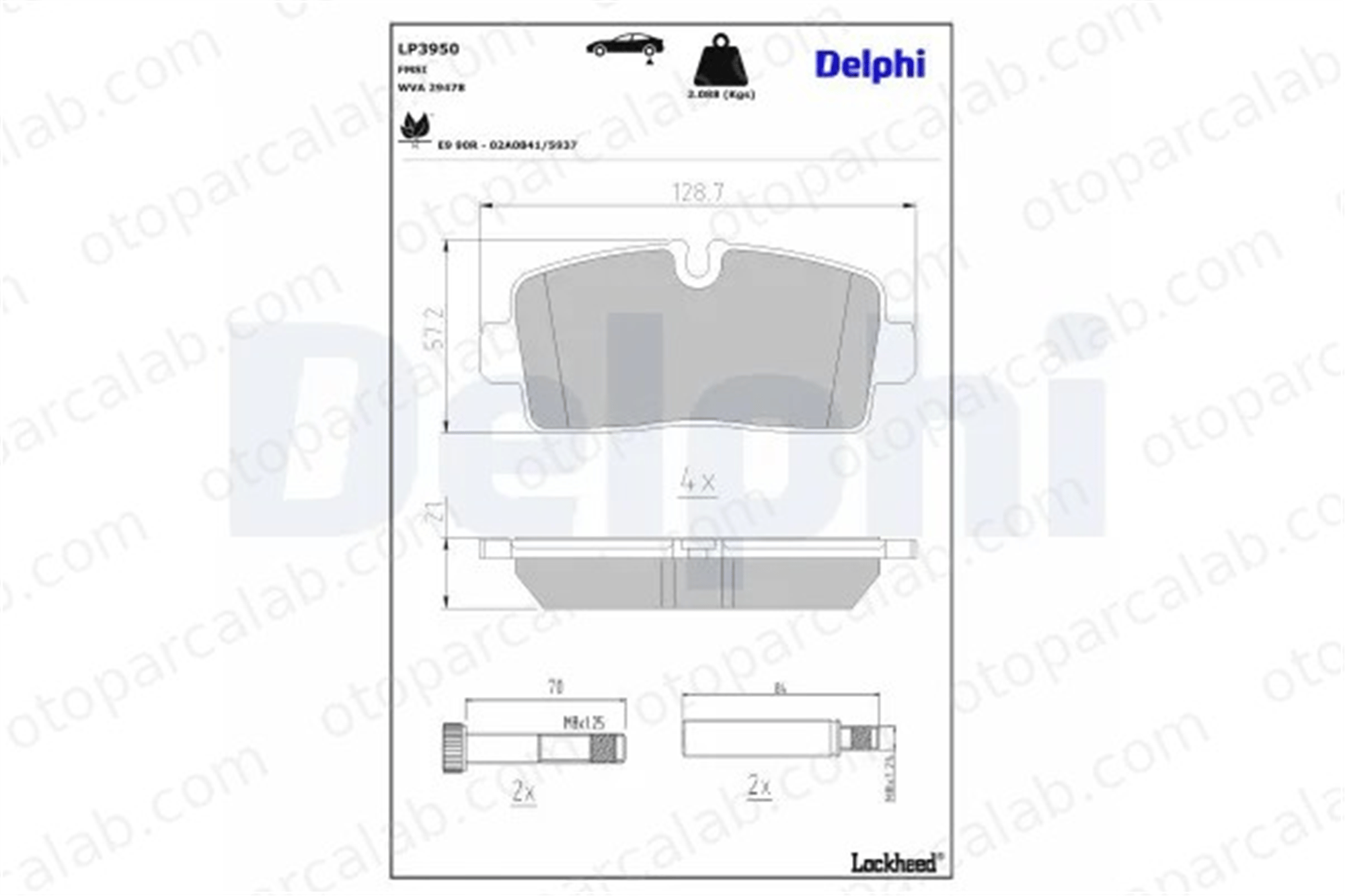 DELPHI LP3950 Fren Disk Balata Arka IVECO DAILY VI Panelvan/Van DAILY VI Platform şasi 42579529