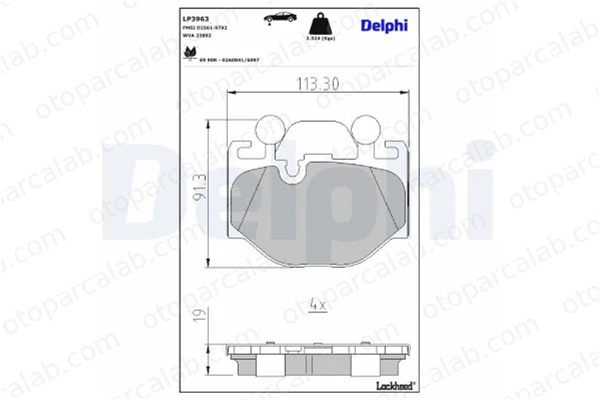DELPHI LP3963 Fren Disk Balata Ön BMW 5 34108842380