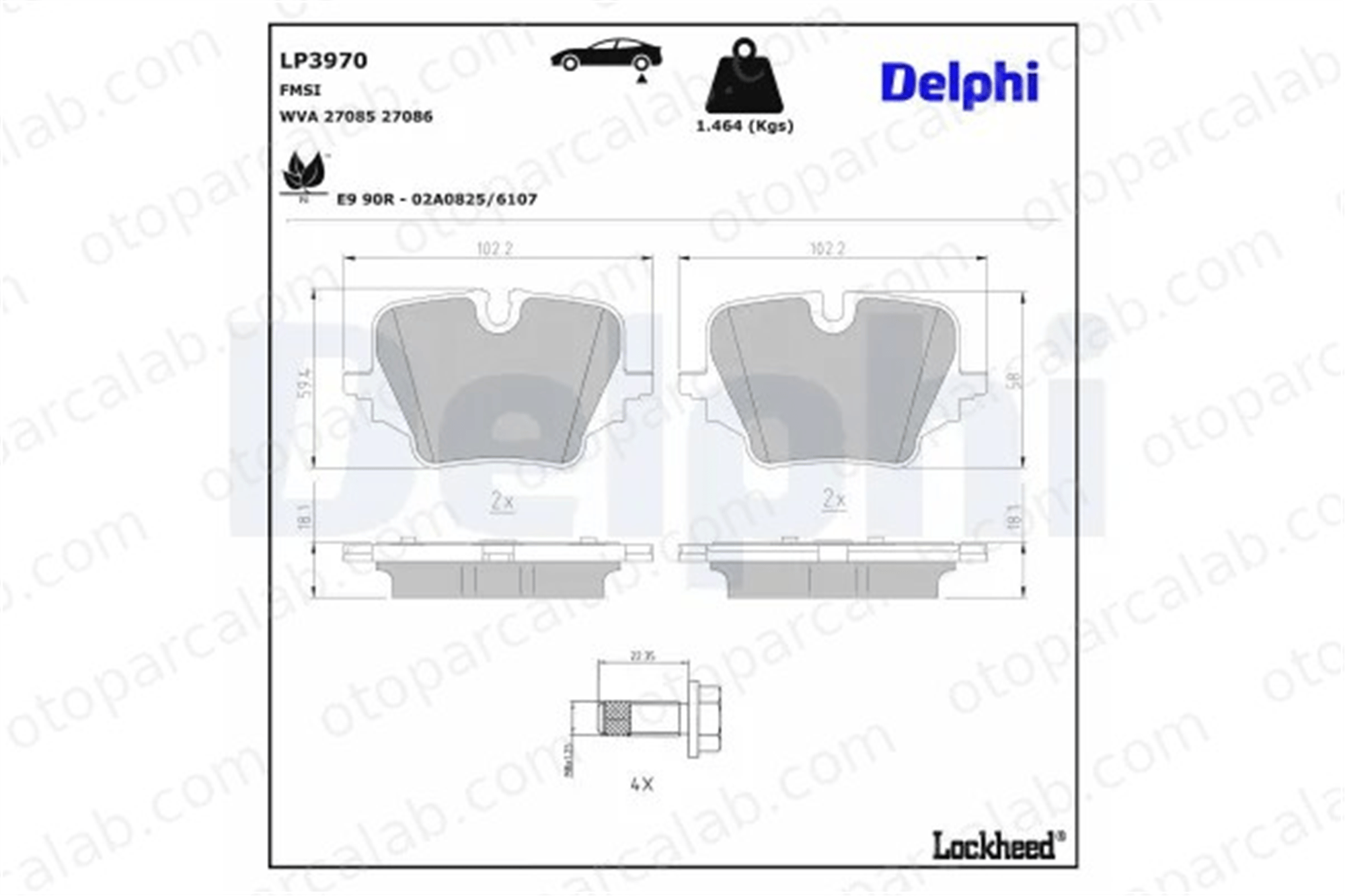 DELPHI LP3970 Fren Disk Balata Arka BMW X1 34208843737