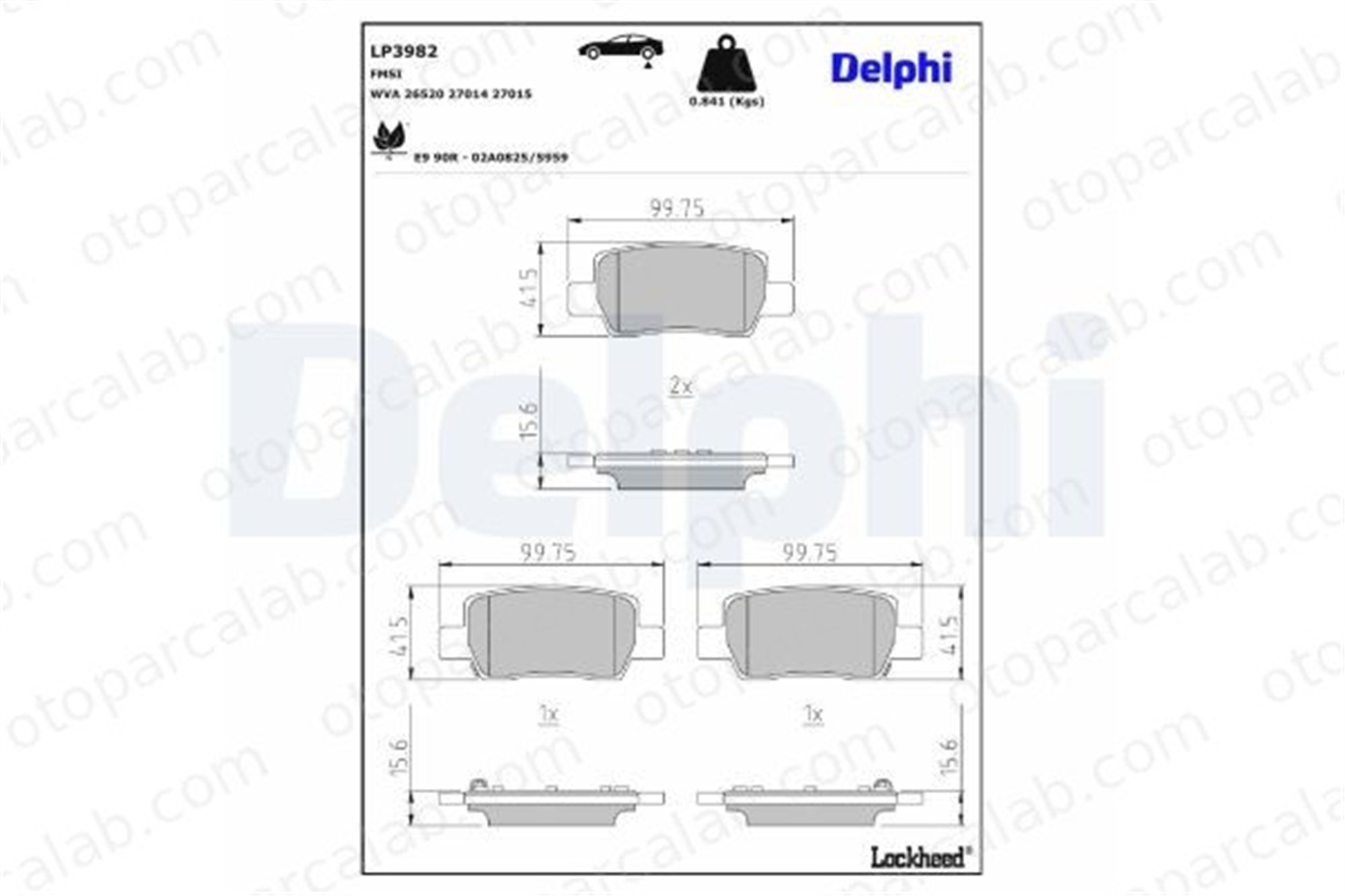 DELPHI LP3982 Fren Disk Balata Arka HYUNDAI KONA 58302BEA05