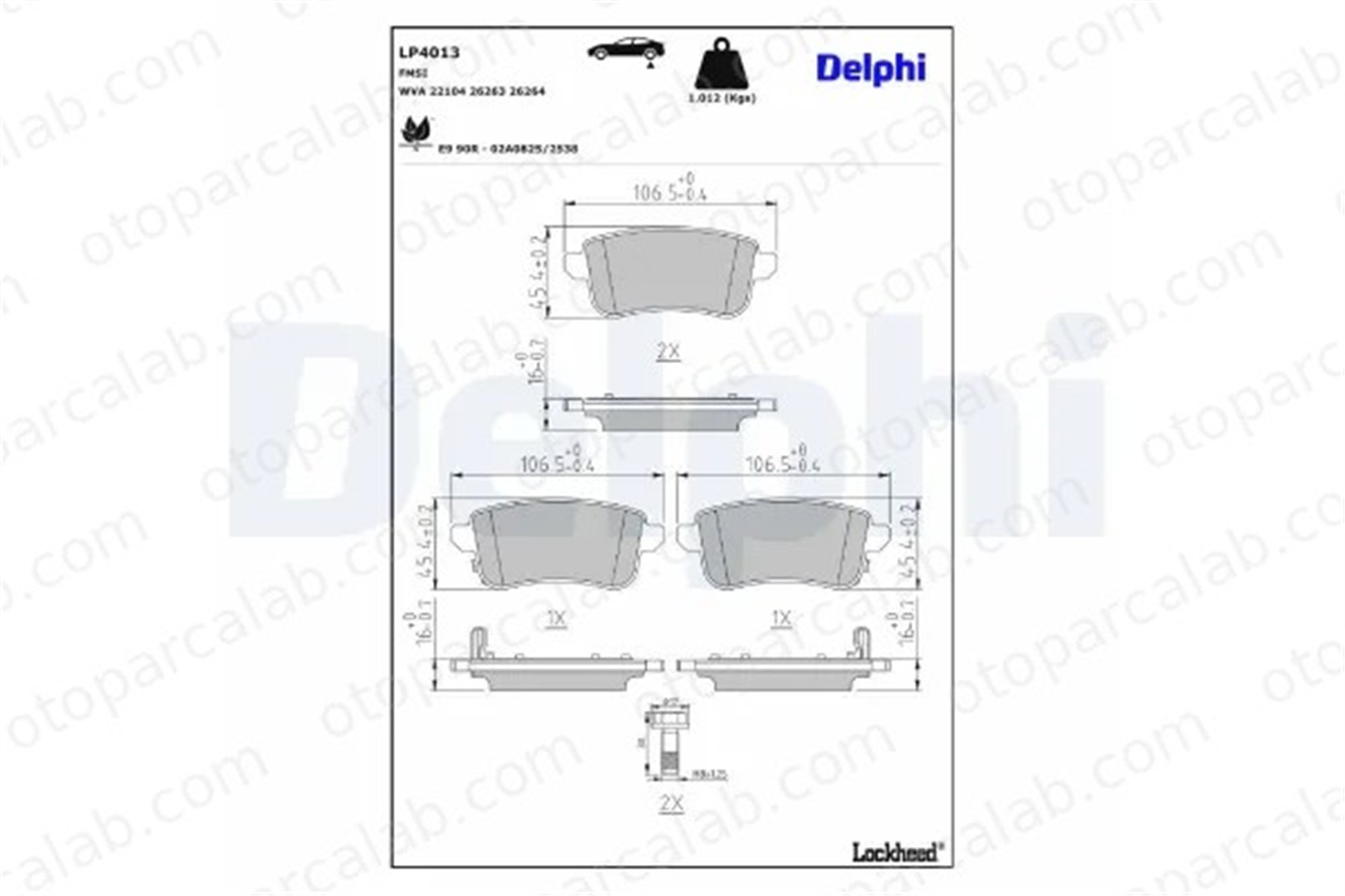 DELPHI LP4013 Fren Disk Balata Arka RENAULT CAPTUR II ZOE 440606659R 440607082R