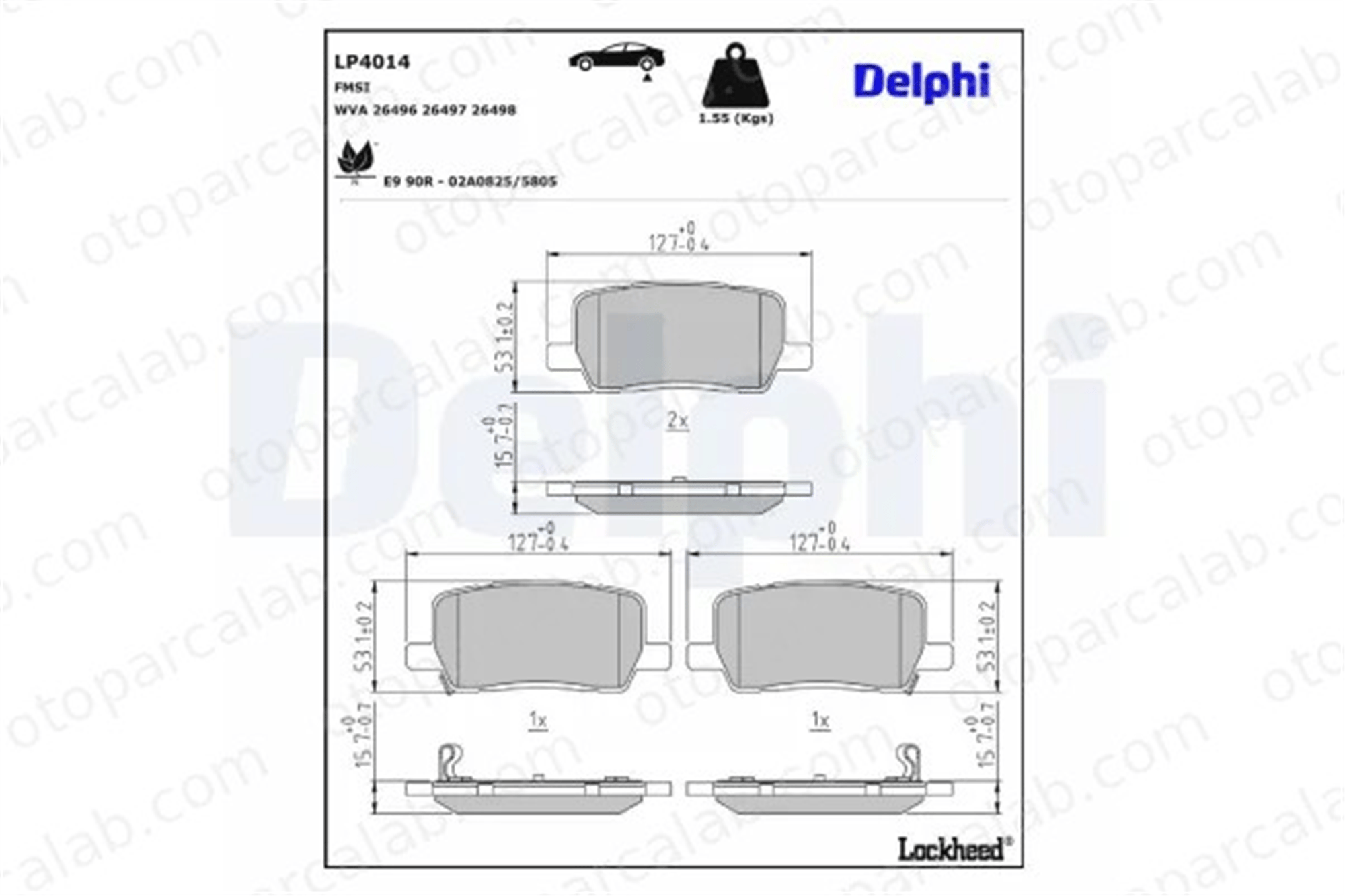 DELPHI LP4014 Fren Disk Balata Ön TESLA MODEL S MODEL X 109741600B 109741600C