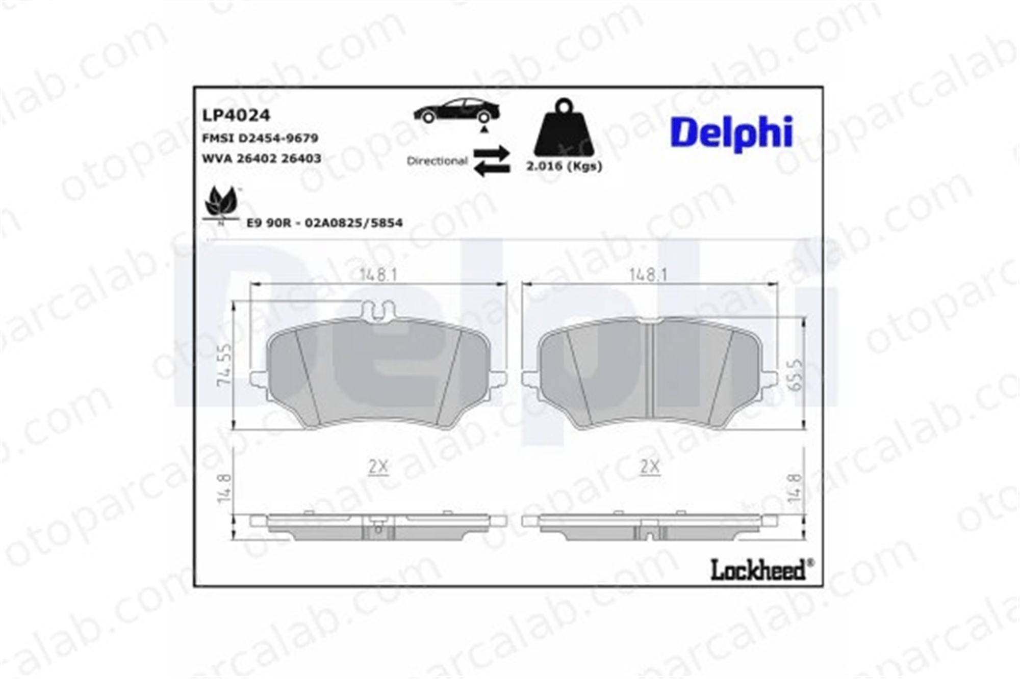DELPHI LP4024 Fren Disk Balata Arka MERCEDES-BENZ EQE A0004206403 A0004236801