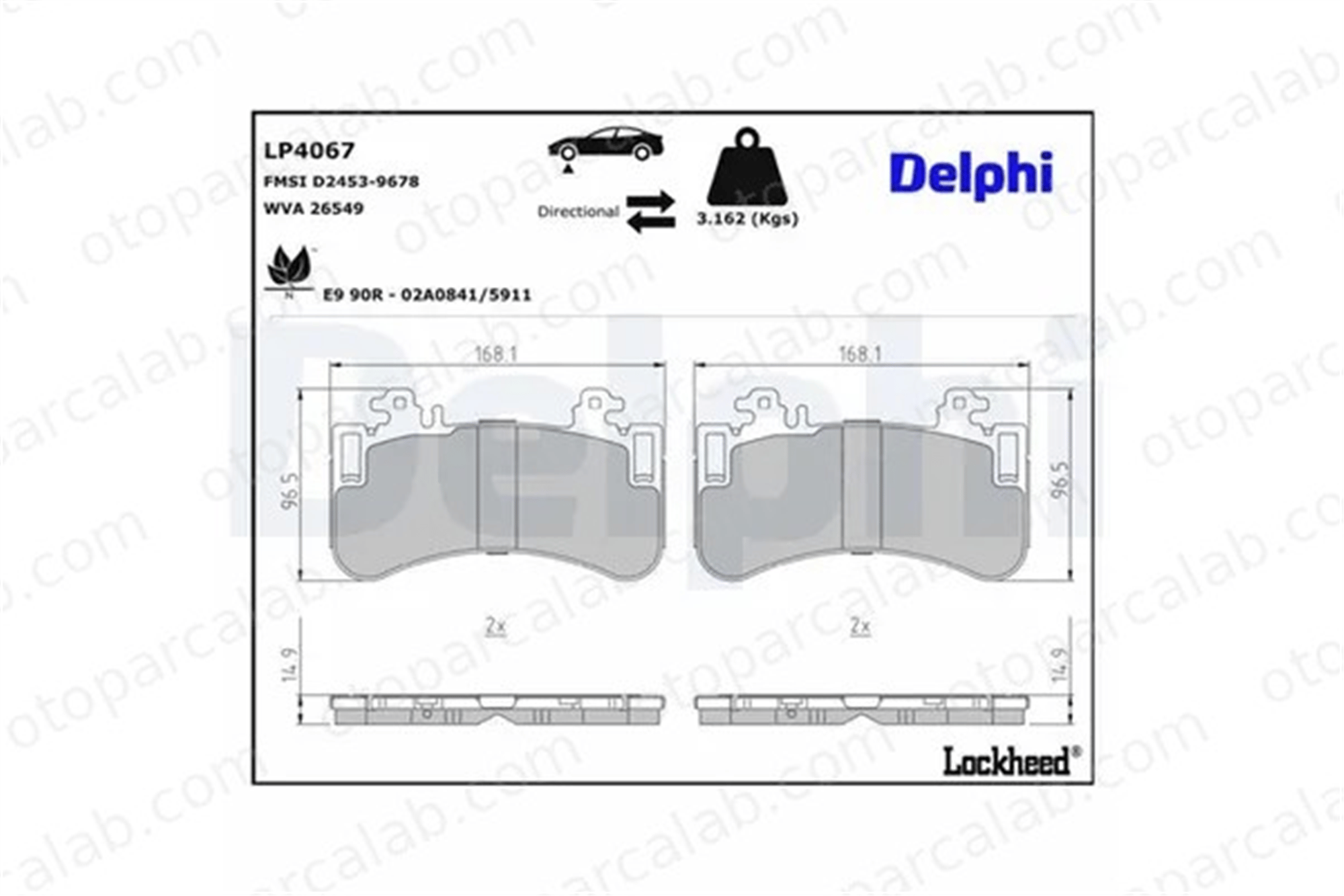 DELPHI LP4067 Fren Disk Balata Ön MERCEDES-BENZ EQE A0004200706 A0004206103