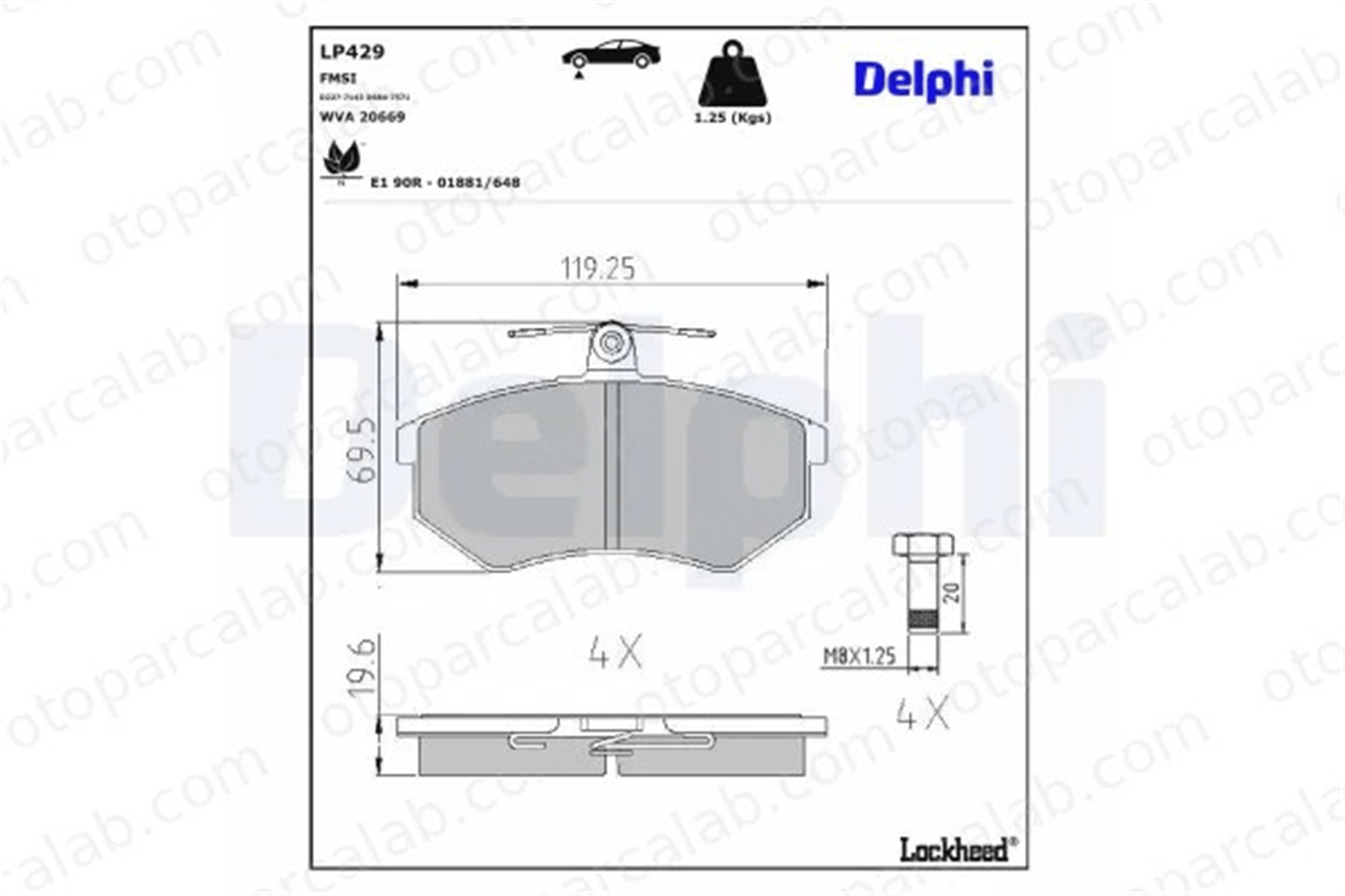 DELPHI LP429 Fren Disk Balata Ön VW PASSAT B3/B4 PASSAT B3/B4 Variant 357698151B 357698151