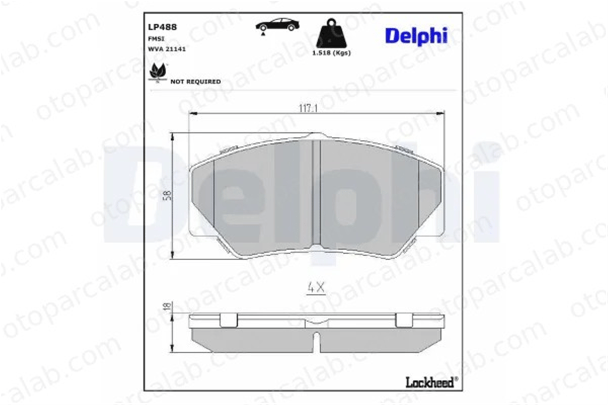 DELPHI LP488 Fren Disk Balata Ön FORD TRANSIT Minibüs/Otobüs TRANSIT Panelvan/Van 5023486 6150947