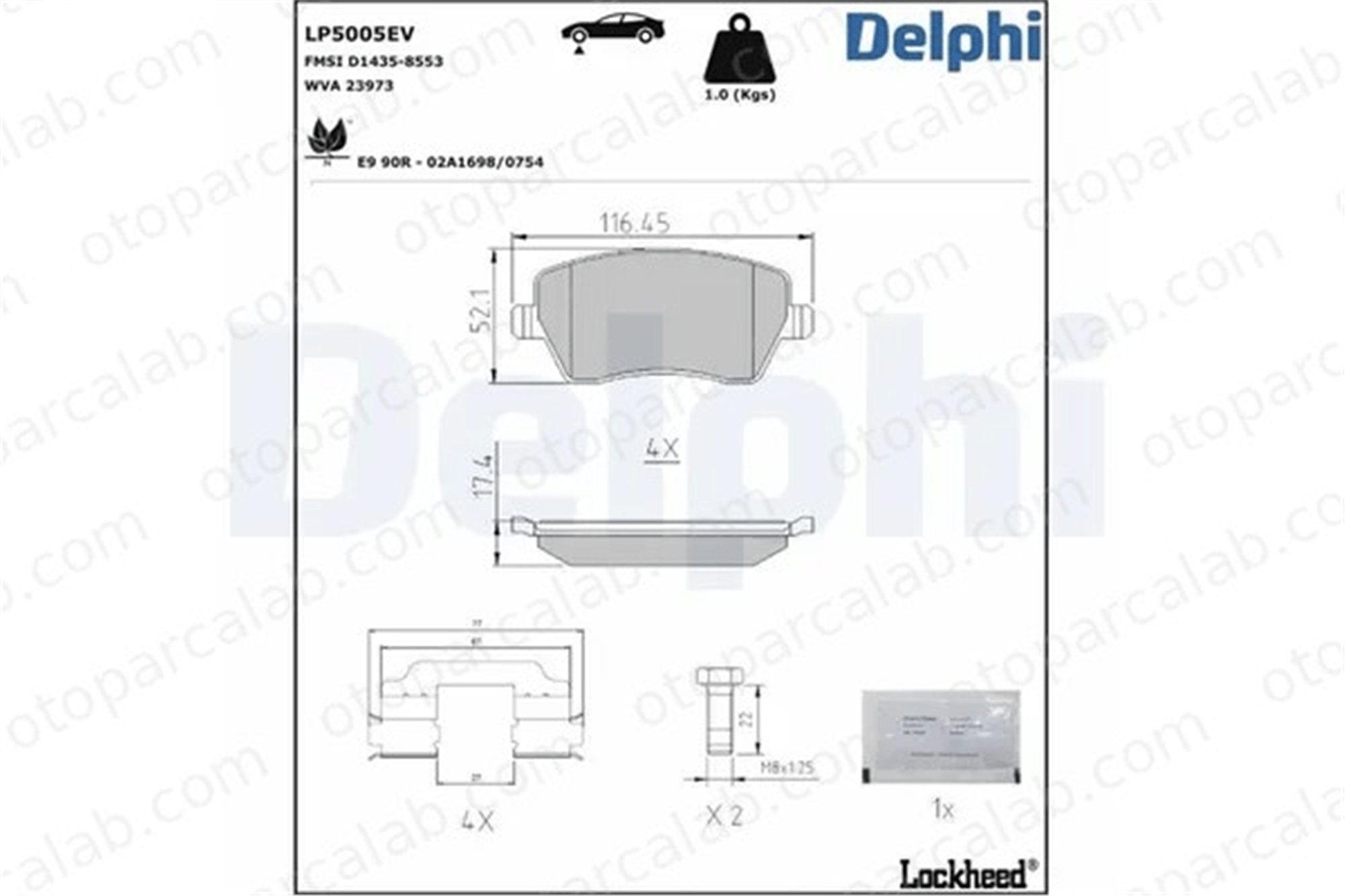 DELPHI LP5005EV Fren Disk Balata Ön RENAULT CLIO III CLIO III Grandtour 410604076R 410608481R