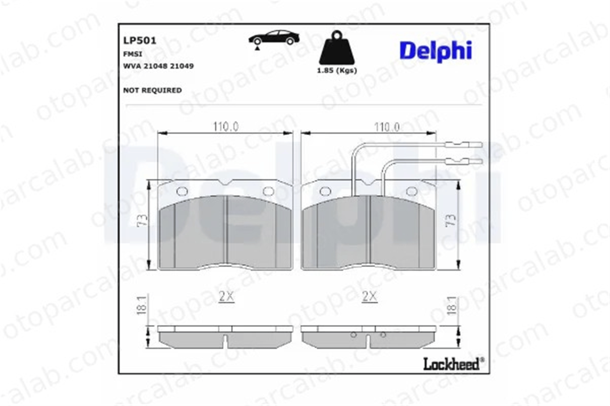 DELPHI LP501 Fren Disk Balata Ön FIAT DUCATO Panelvan/Van DUCATO Platform şasi 4432481 1902292