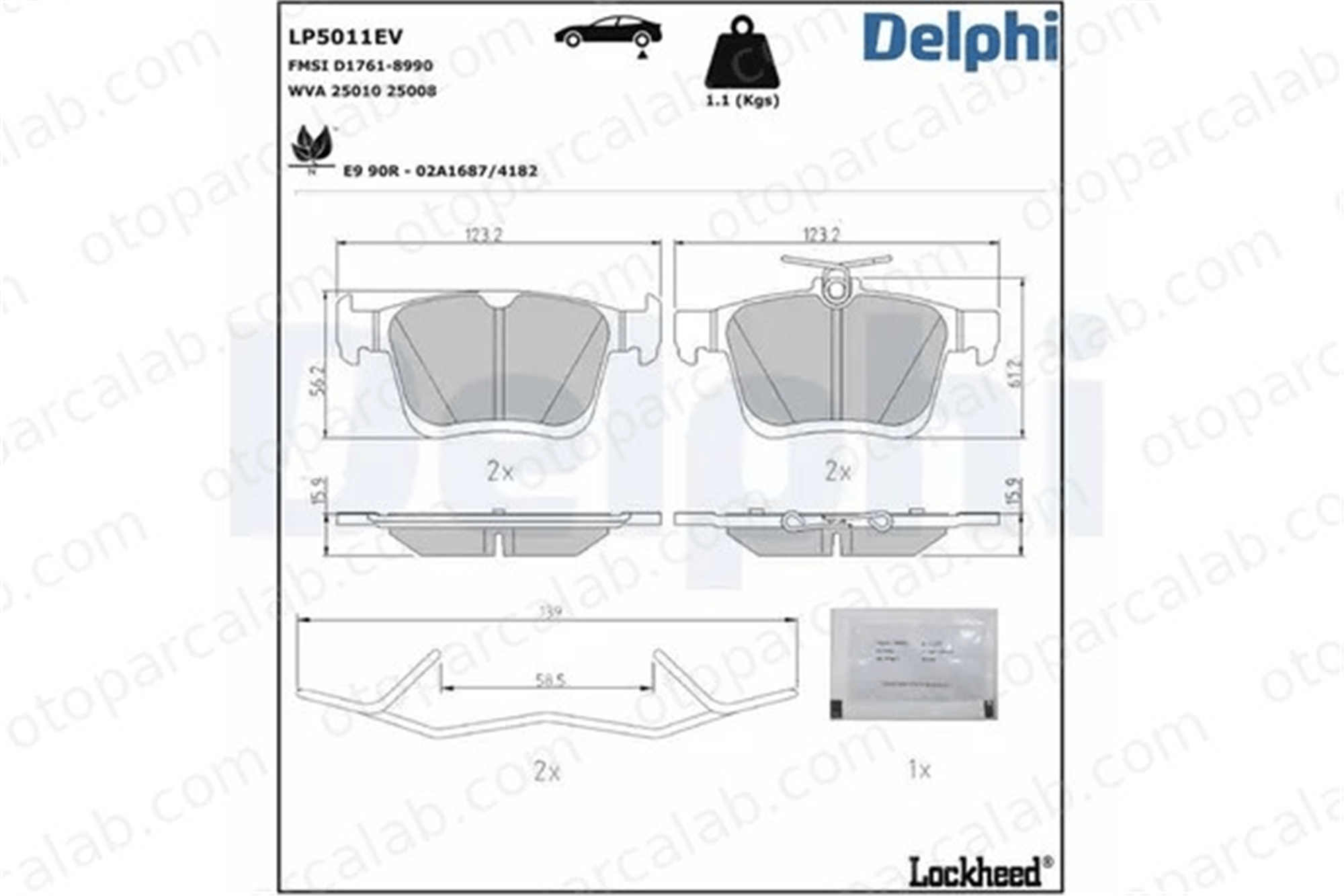 DELPHI LP5011EV Fren Disk Balata Ön VW GOLF VII GOLF VII Variant 5Q0698451AD 5Q0698451AK