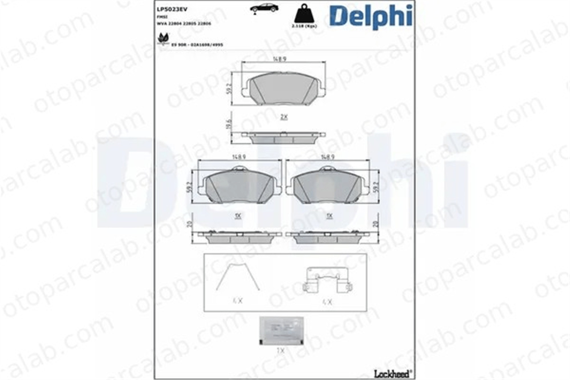 DELPHI LP5023EV Fren Disk Balata Ön HYUNDAI i30 i30 Station wagon 58101G4A00 58101G4A10