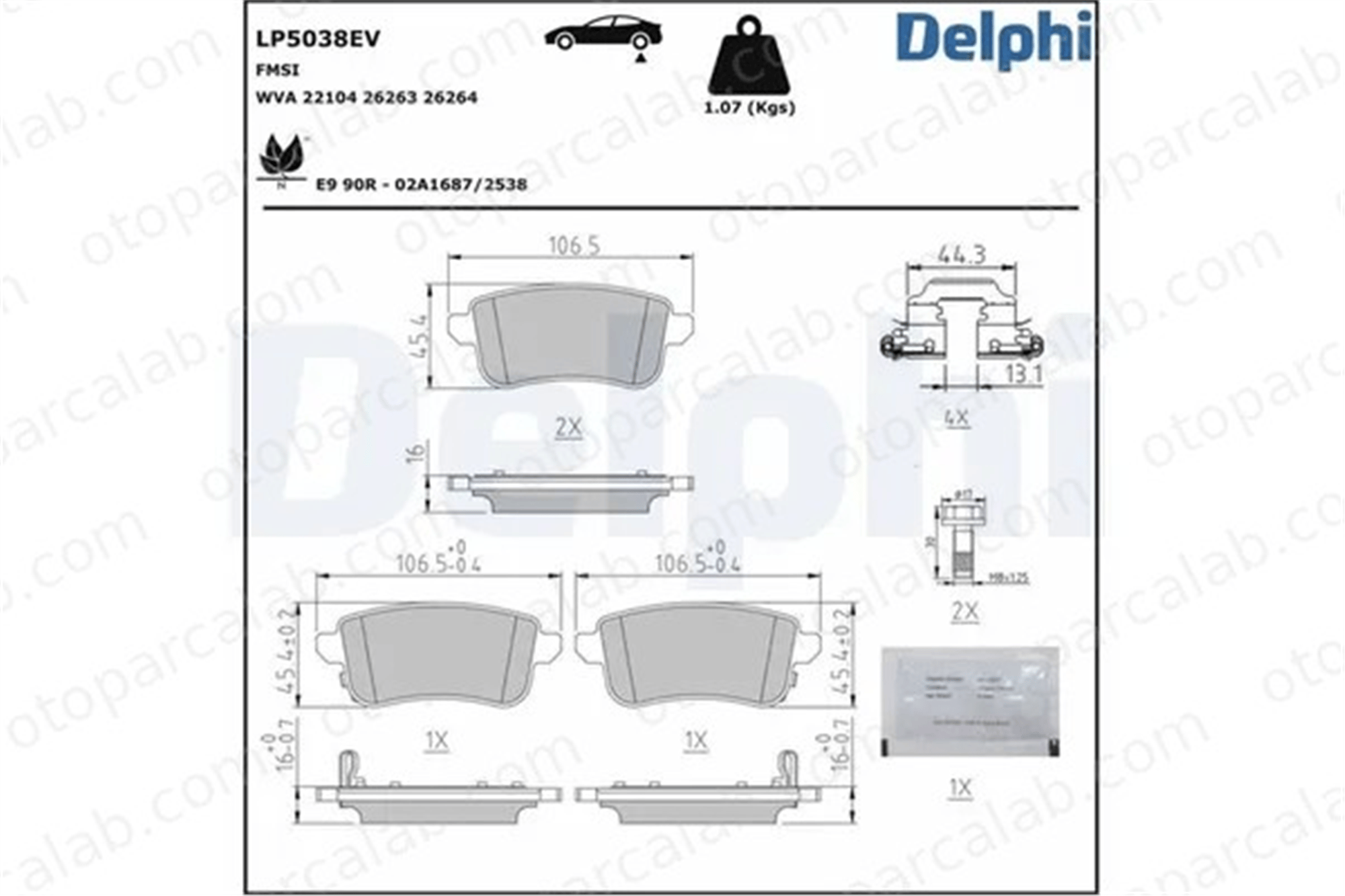 DELPHI LP5038EV Fren Disk Balata Arka RENAULT ZOE CAPTUR II 440606659R 440607082R