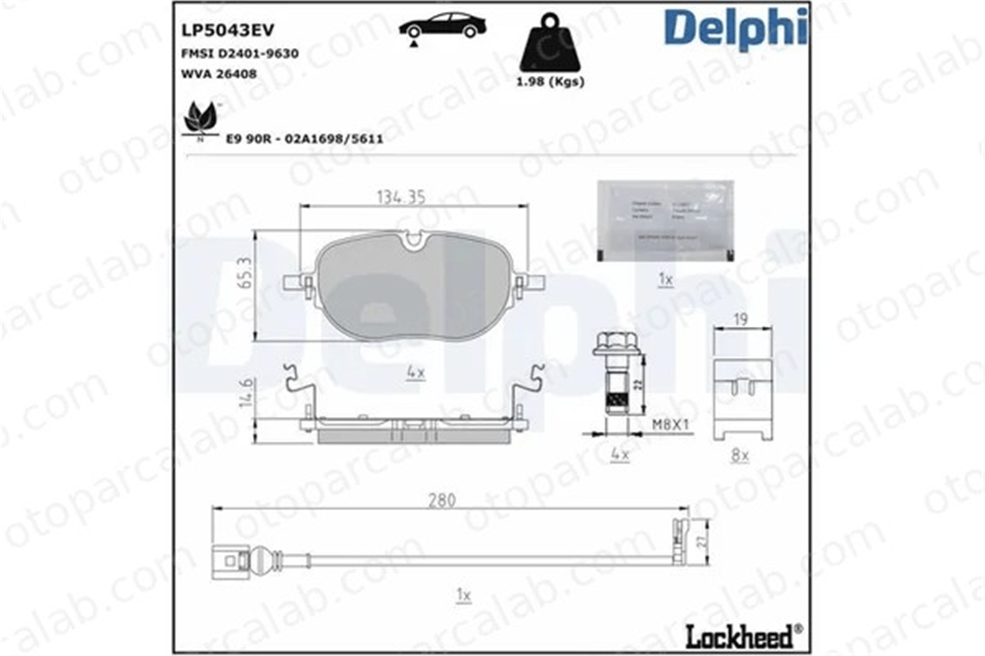 DELPHI LP5043EV Fren Disk Balata Ön VW ID.3 CUPRA BORN 1EA698151 1EA698151L