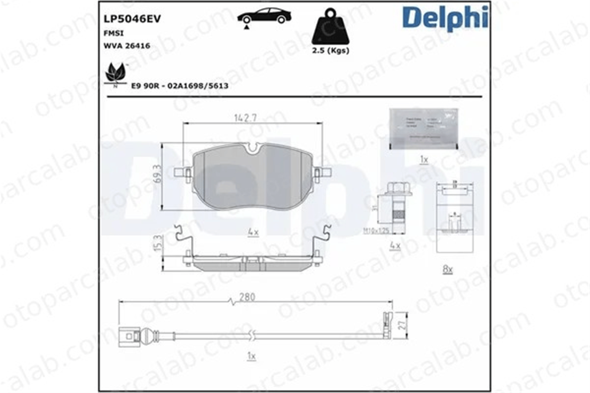 DELPHI LP5046EV Fren Disk Balata Ön VW ID.4 CUPRA BORN 1EA698151A 1EA698151M