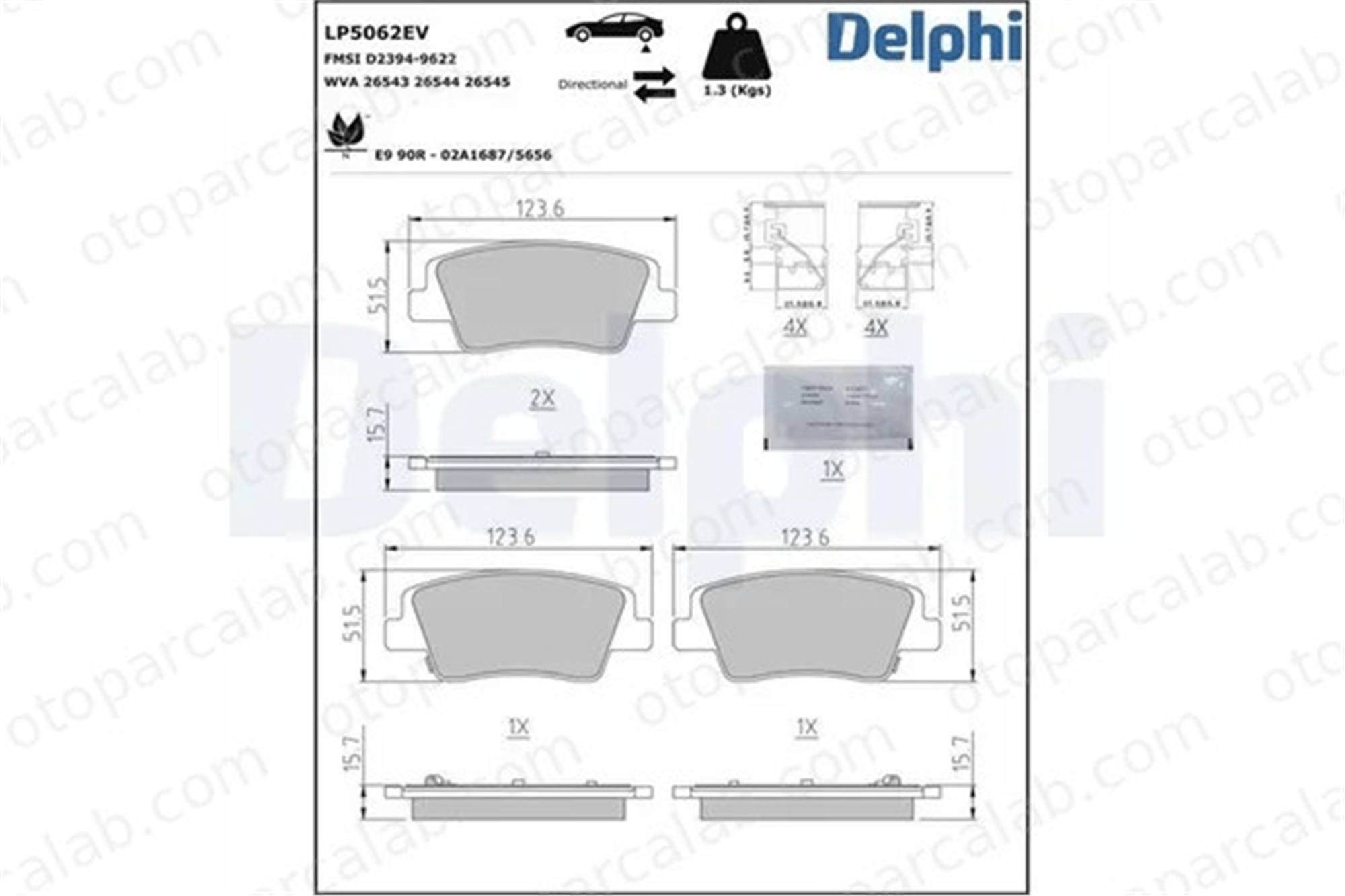 DELPHI LP5062EV Fren Disk Balata Ön GENESIS GV60 58302CGA50 58302CUA71